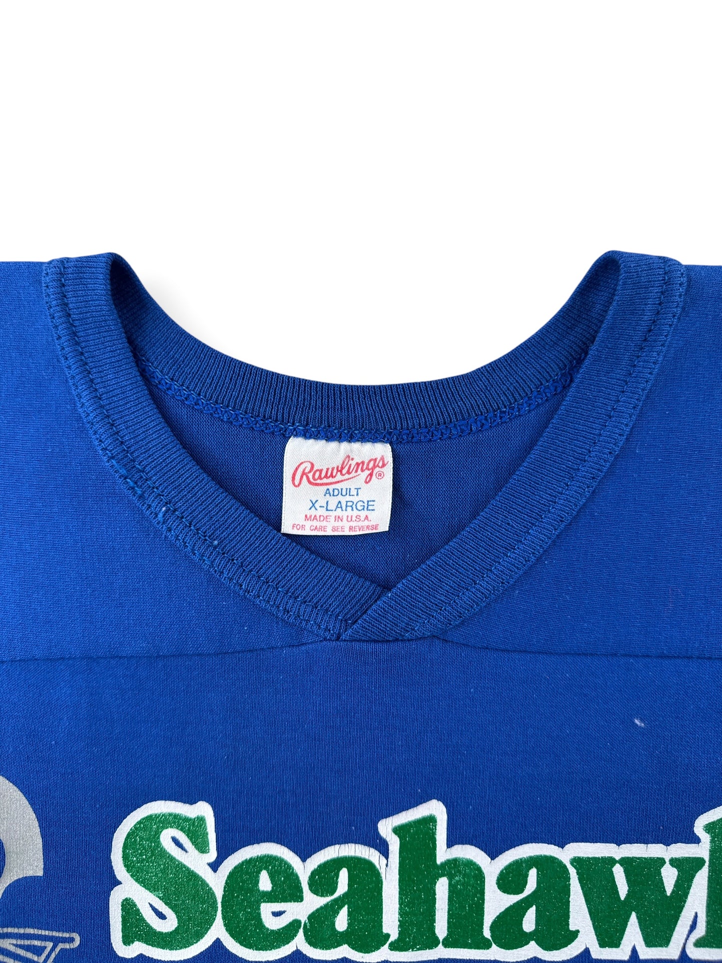 Collar on Vintage Rawlings Seahawks Steve Largent Jersey SZ XL (Fits L)