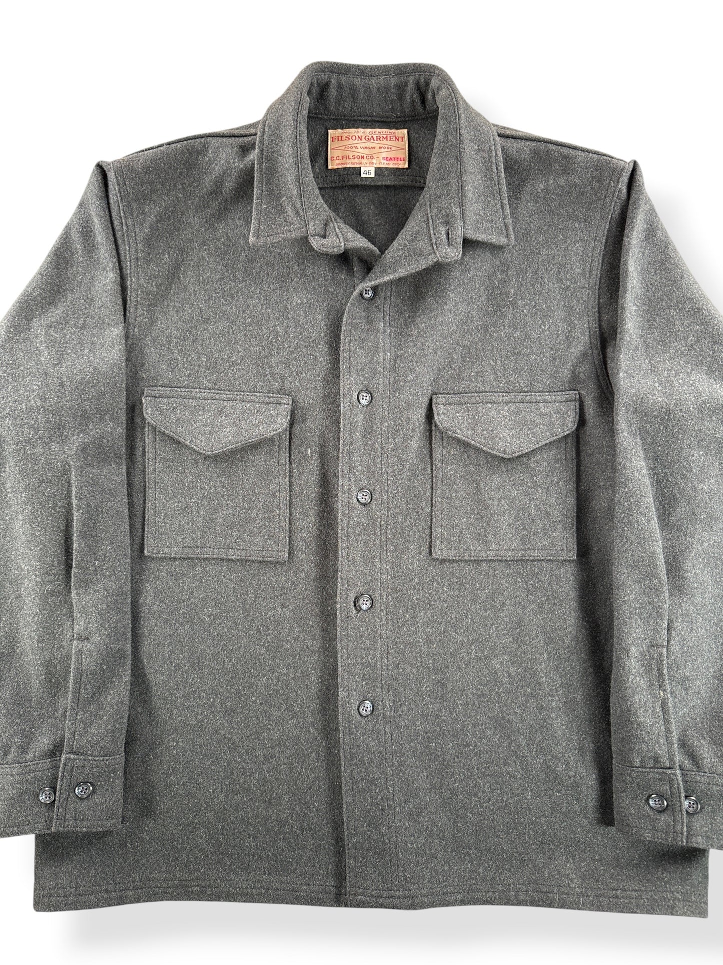 Front Close Up of Filson Wool Jac Shirt SZ 46
