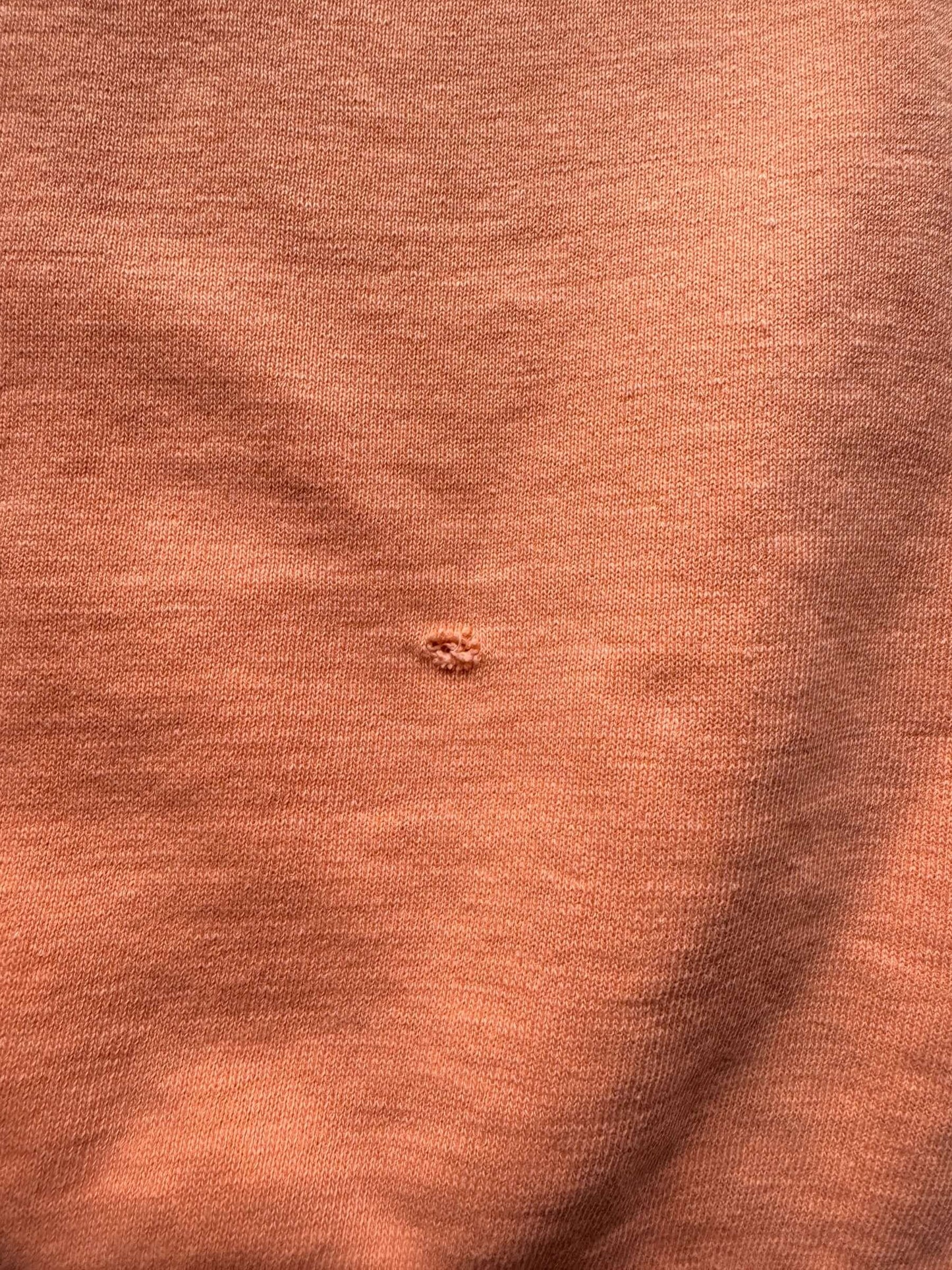 Small Hole on Vintage 60s Era Peach Short Sleeve Crewneck