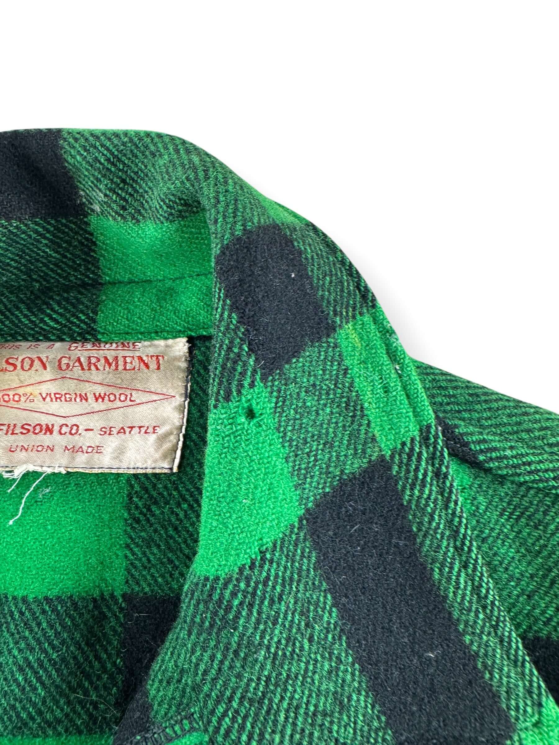 Moth Damage On Vintage Green and Black Filson Union Made Cruiser Jacket SZ XL