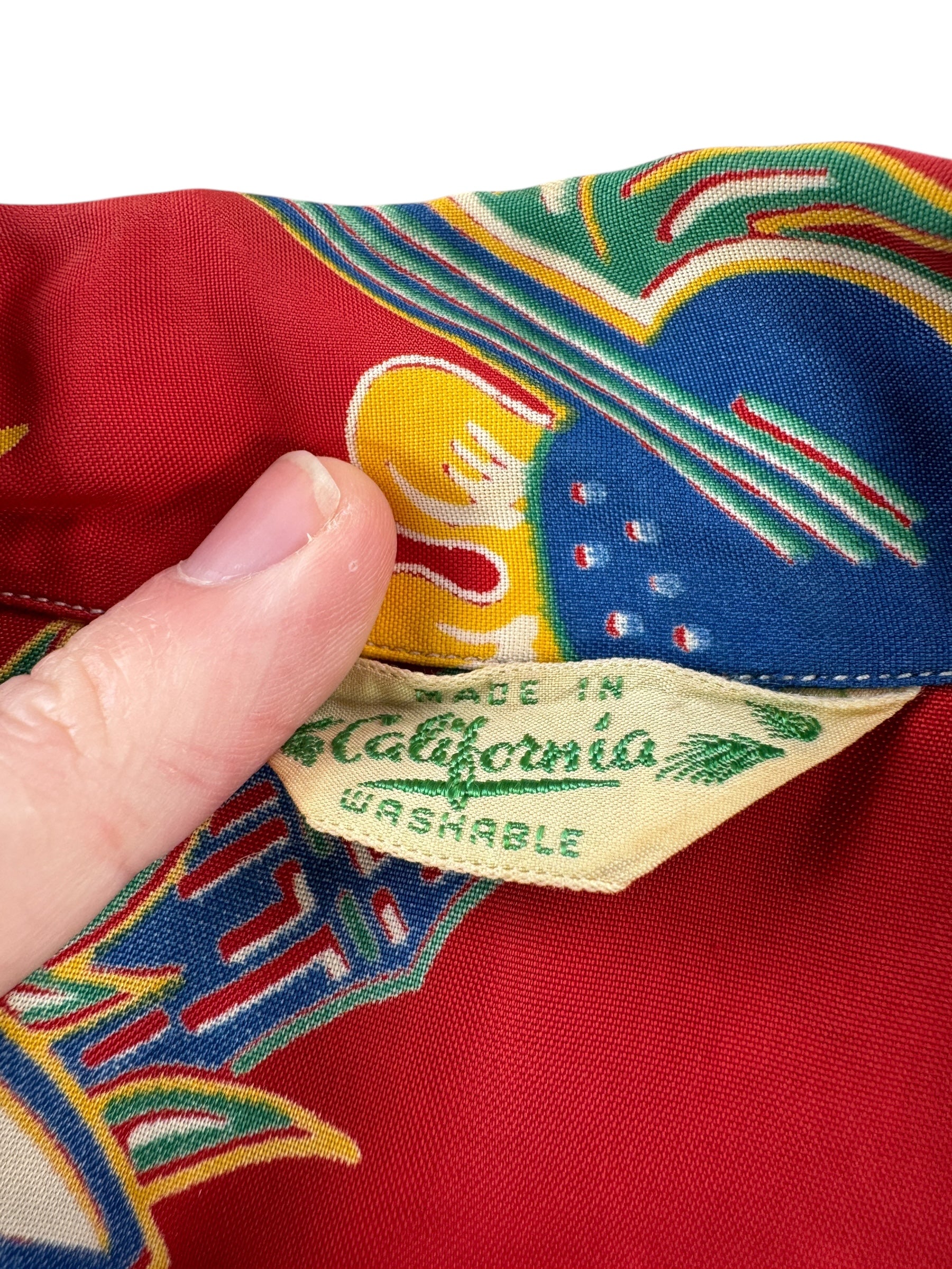 Tag on Vintage Made in California Long Sleeve Rayon Aloha Shirt SZ M