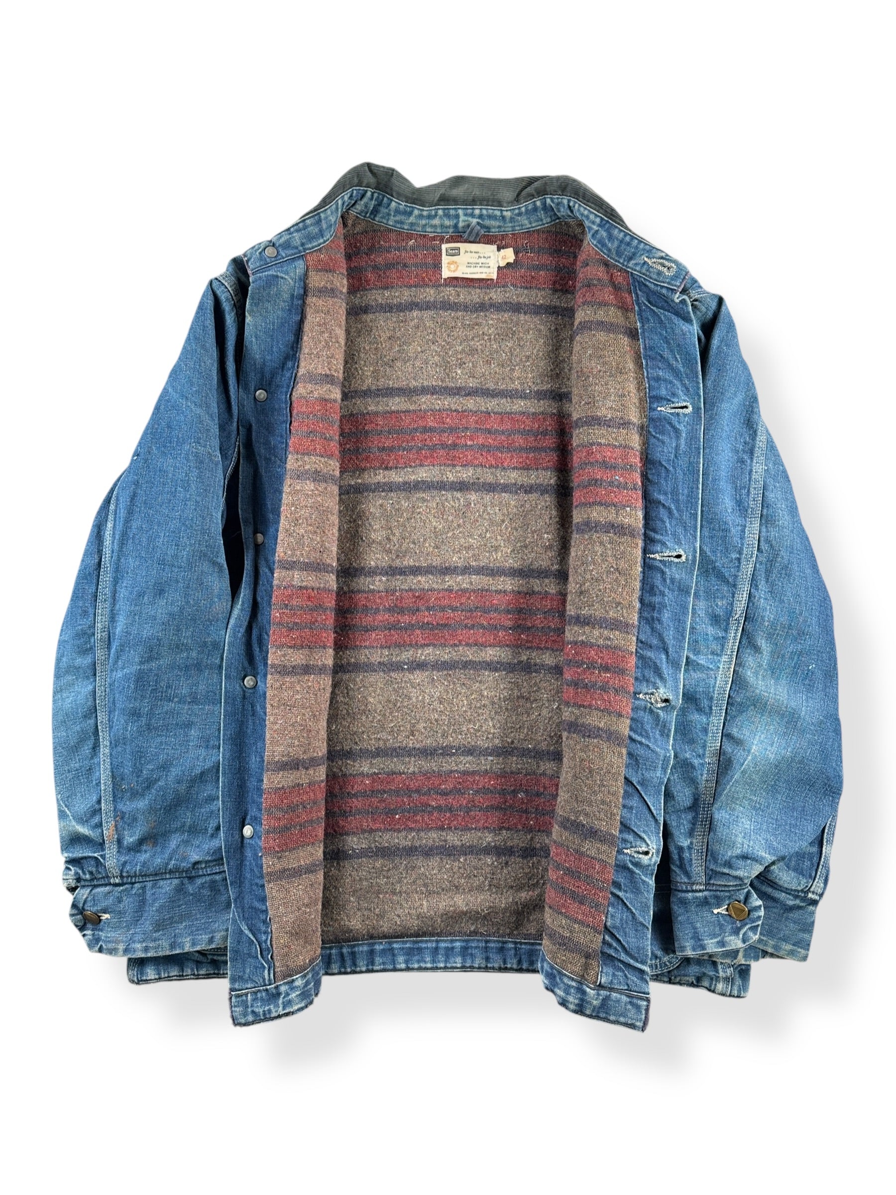 Inside of Vintage Sears Blanket Lined Chore Coat SZ 42