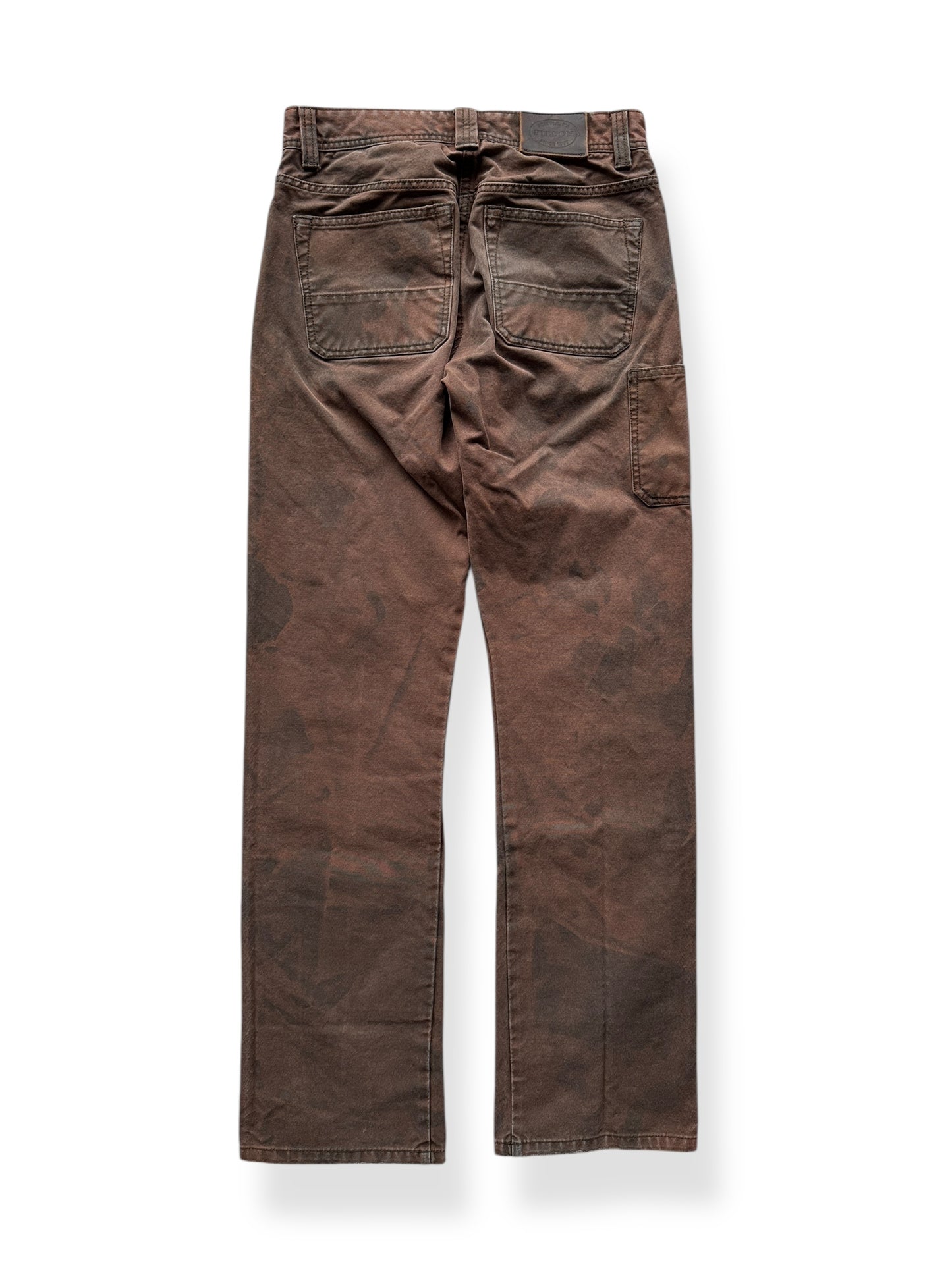 Back of Vintage Filson Brown Bleach Stained Double Knee Trousers W30