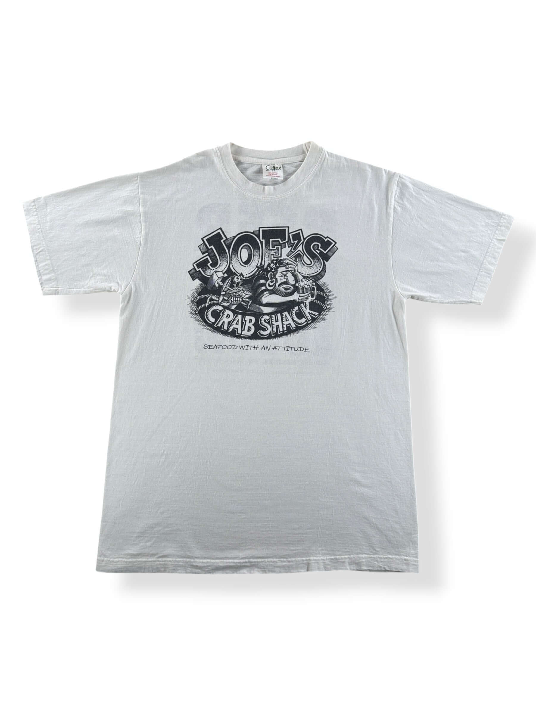 Front of Vintage Joe's Crab Shack Beer Babes and Bugs Tee SZ XL (Fits M/L)