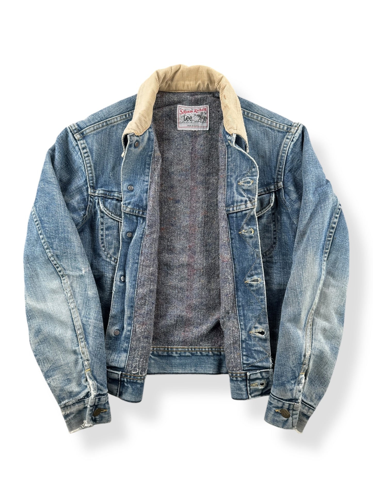 Inside of Vintage Lee Storm Rider Denim Jacket SZ 38