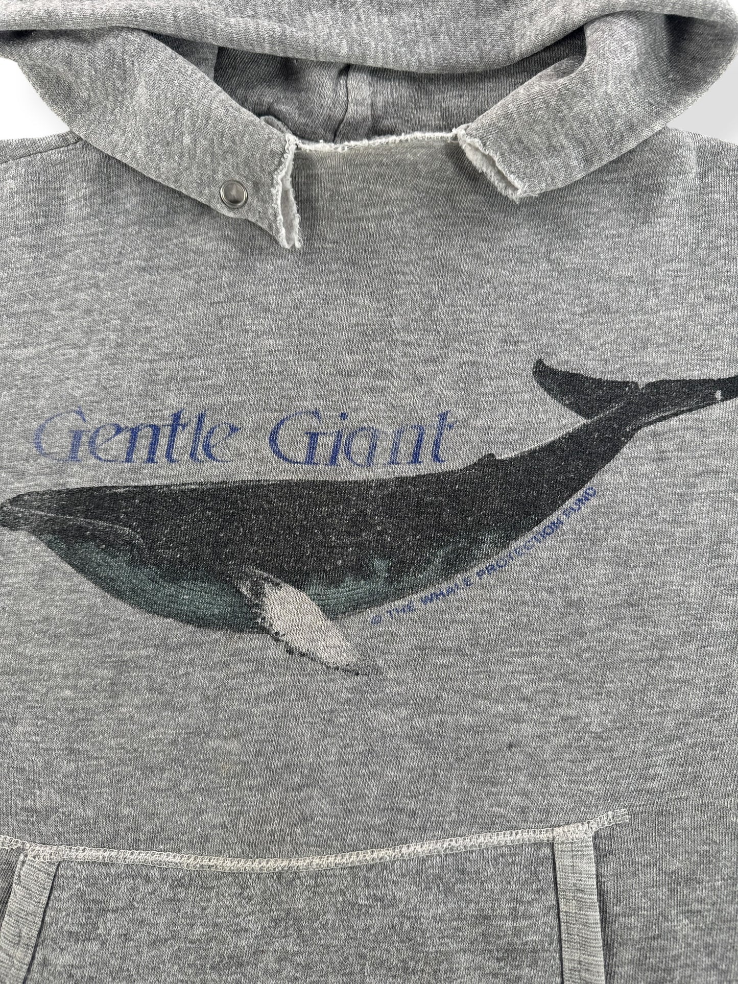 Graphic of Vintage 80s Gentle Giant Whale Hoodie SZ S - AS IS