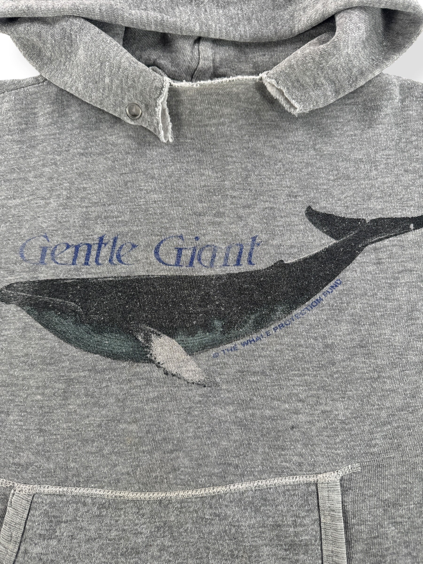 Graphic of Vintage 80s Gentle Giant Whale Hoodie SZ S - AS IS