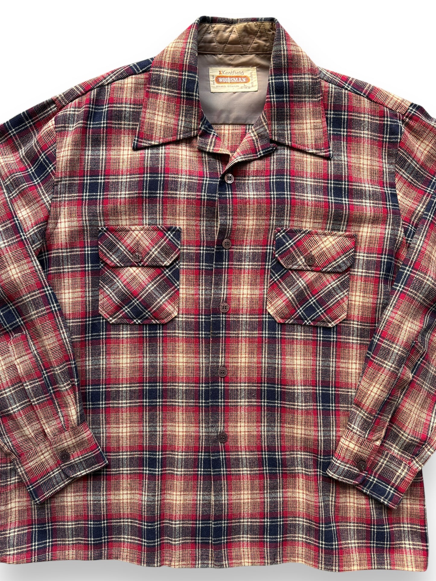 front close up of Vintage Kentfield Wool Blend Flannel SZ L