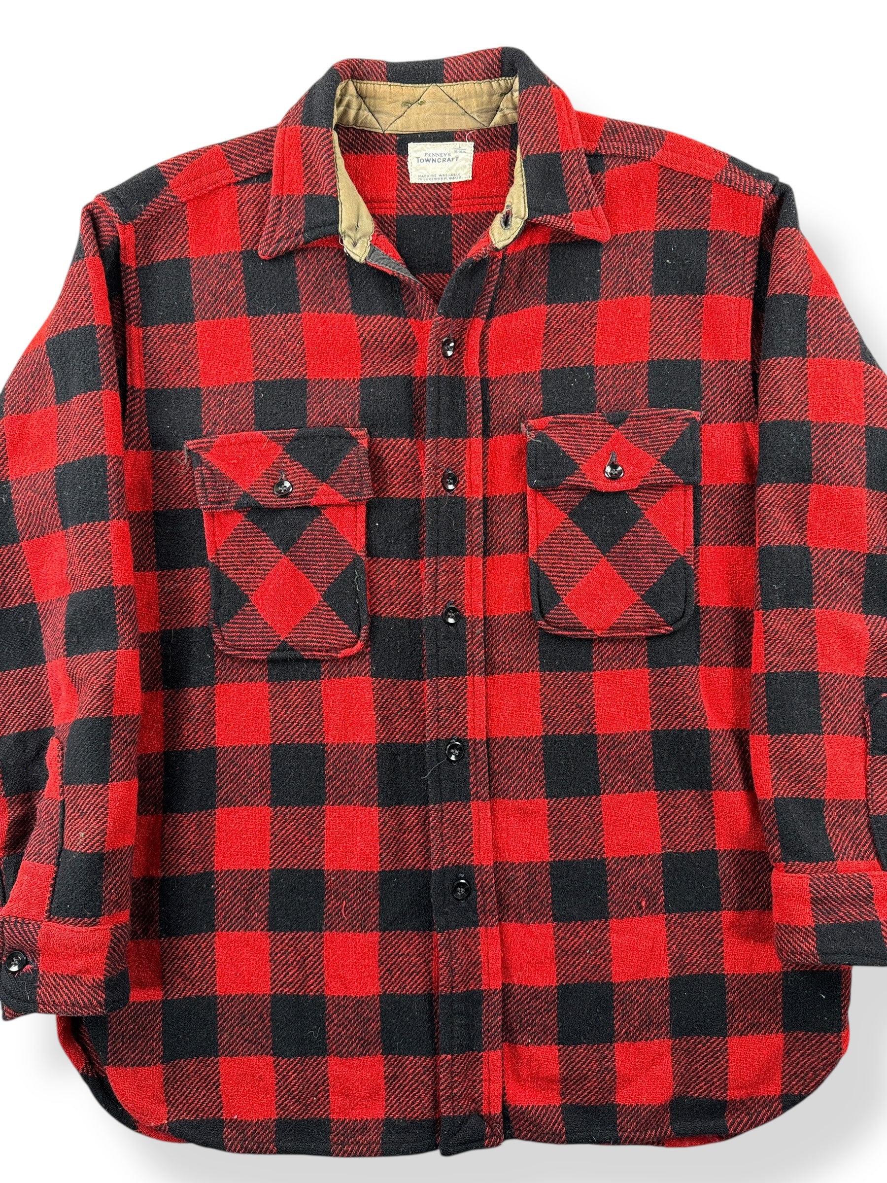 Front Close Up of Vintage 50s Towncraft Wool Flannel SZ L