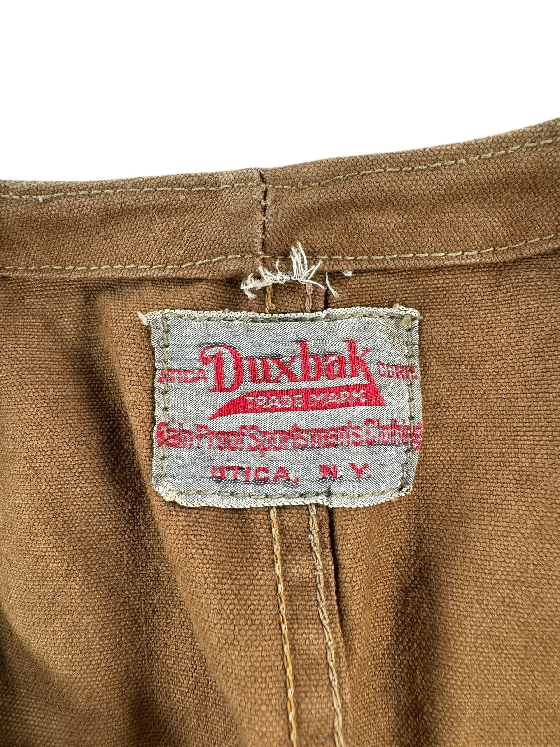 Label on Vintage DuxBak Shooting Vest SZ M
