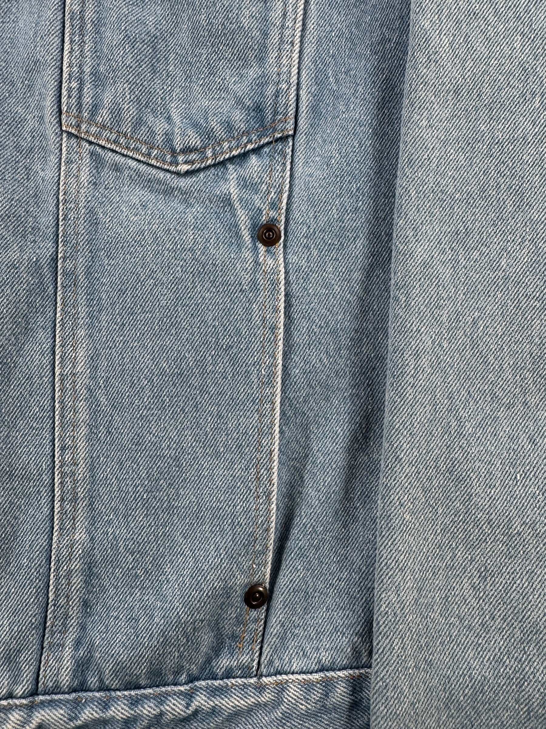 Riveted Pockets on Vintage Rustler Native Art Denim Jacket SZ L