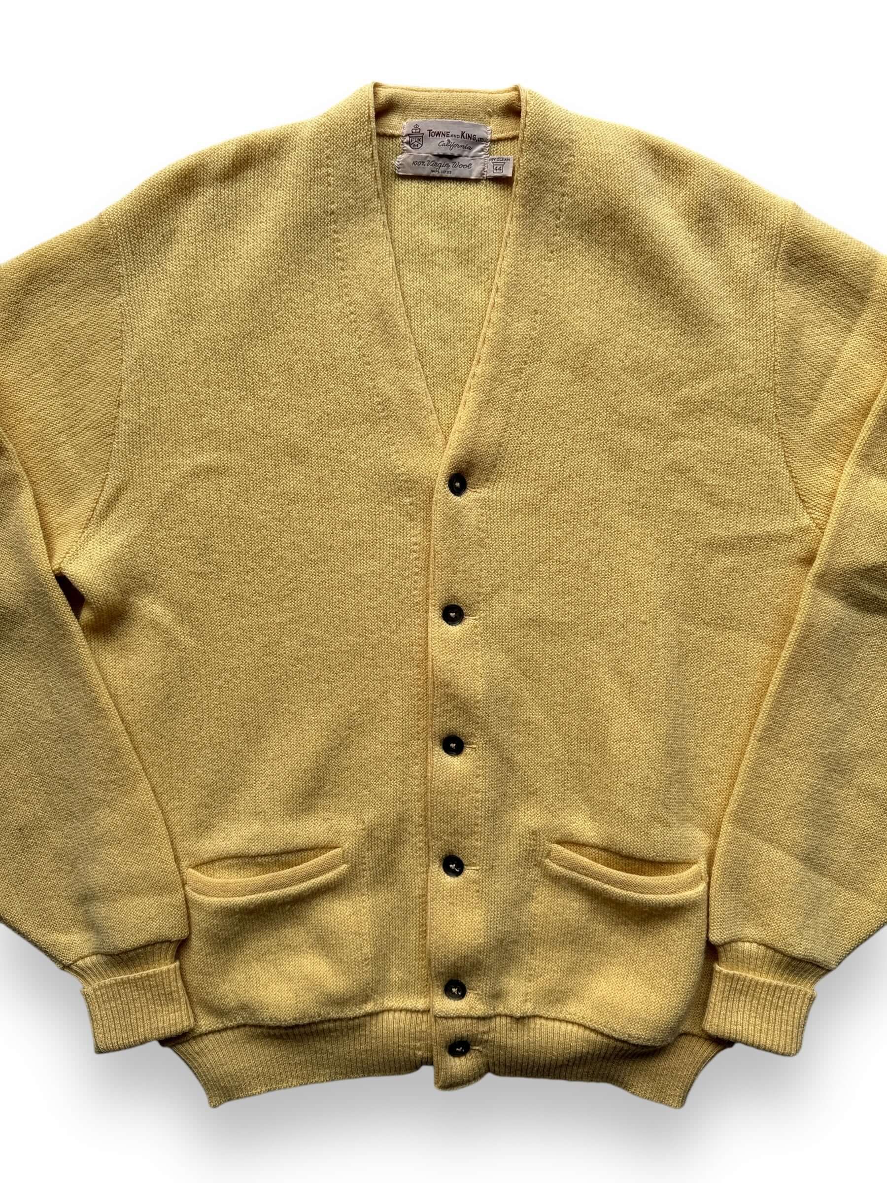 front close up of Vintage Towne and King Cardigan Sweater SZ 44