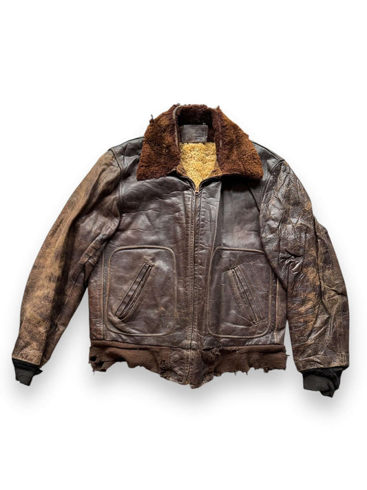 front of Vintage Thrashed Hercules Horsehide Leather Jacket SZ M