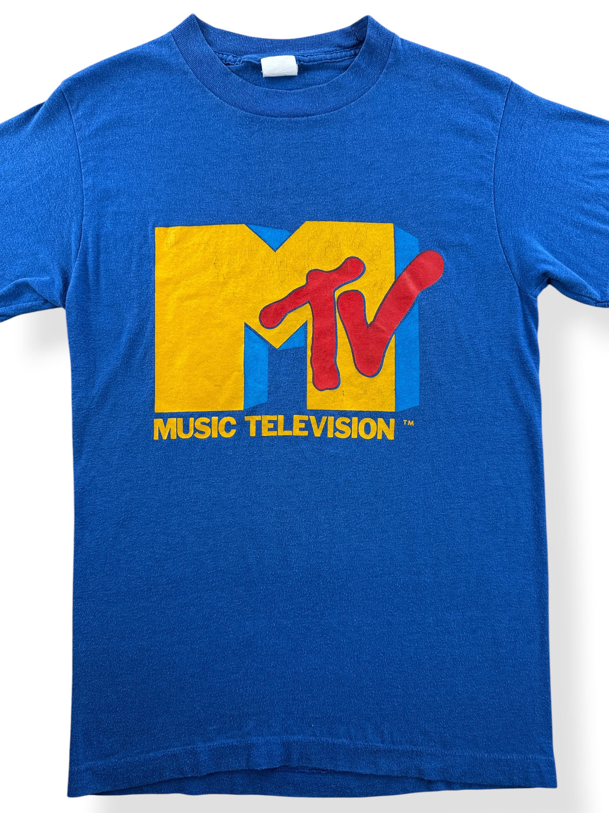 Close-up of Vintage 1980s MTV Tee SZ M (Fits XS)