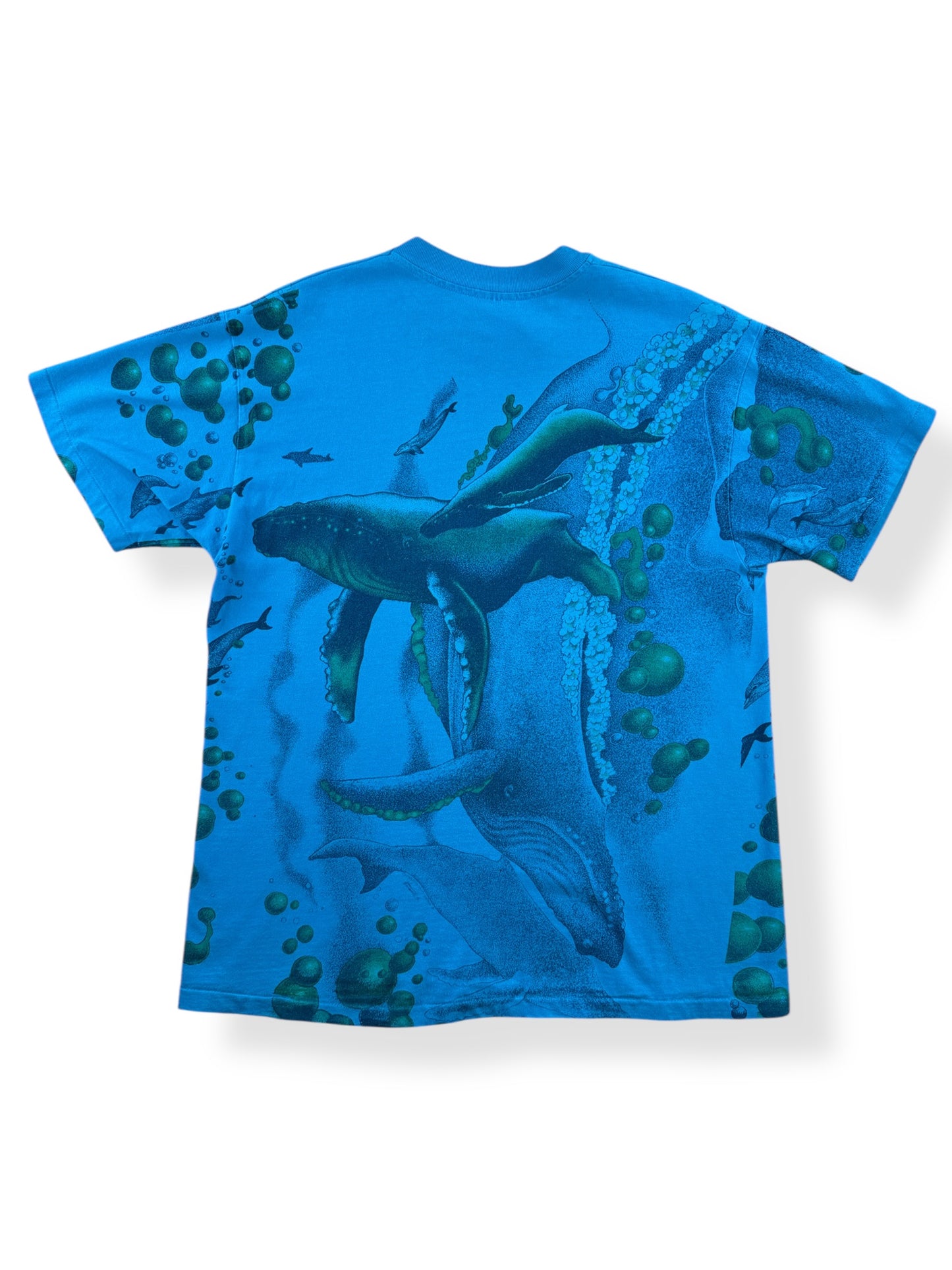 Back of Vintage Humpback Whale AOP Tee SZ L
