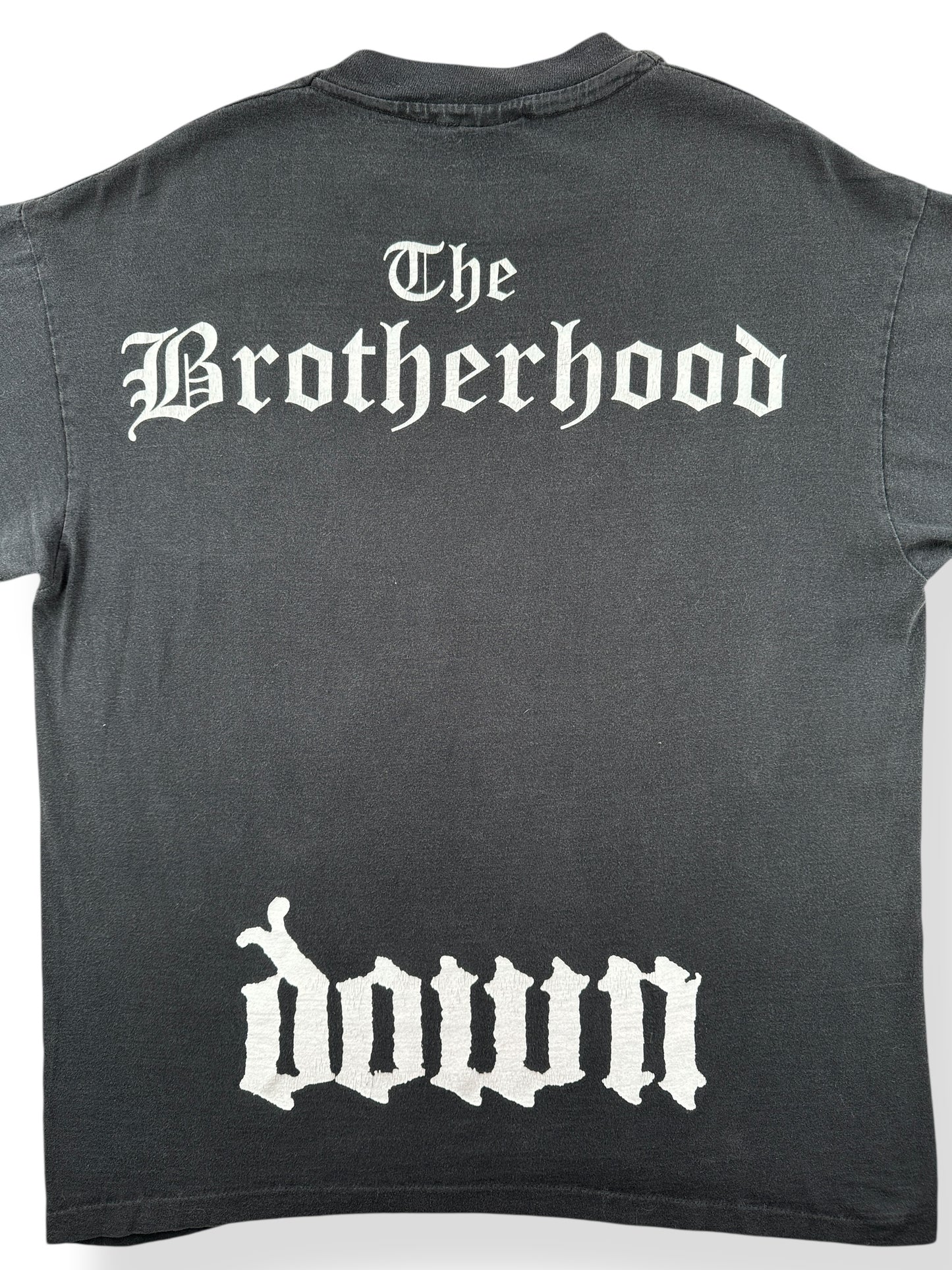 Back Graphic of Vintage Down Brotherhood of Eternal Sleep Liquid Blue Tee SZ XL