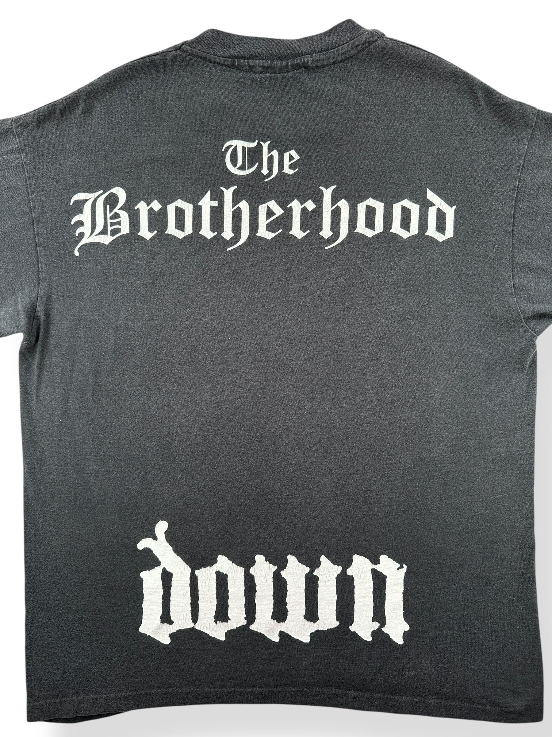 Back Graphic of Vintage Down Brotherhood of Eternal Sleep Liquid Blue Tee SZ XL