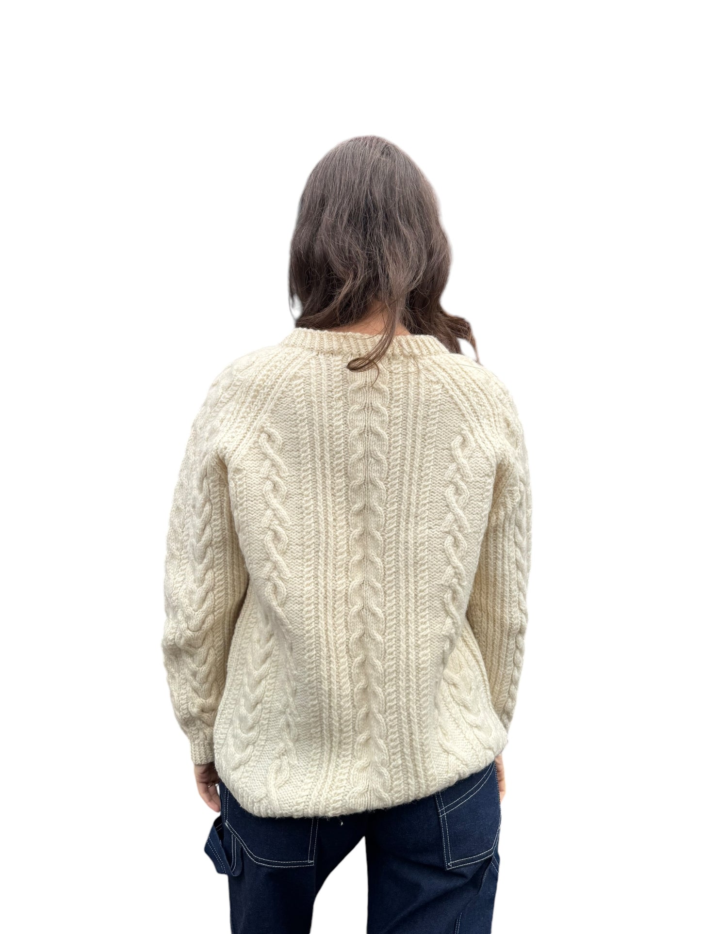 1960s Handknit Wool Sweater M