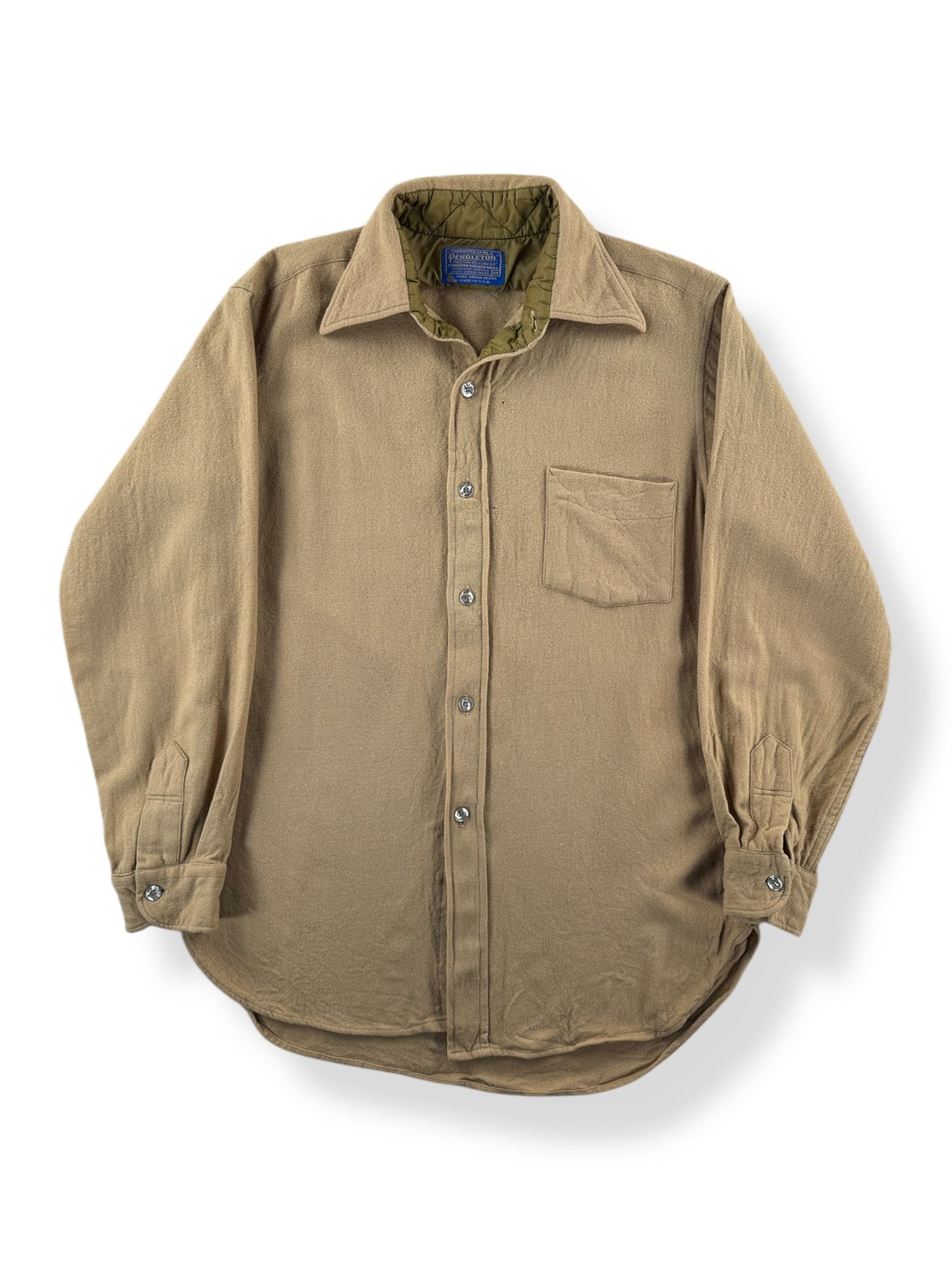 Front of Vintage Camel Pendleton Shirt SZ M (Fits S)
