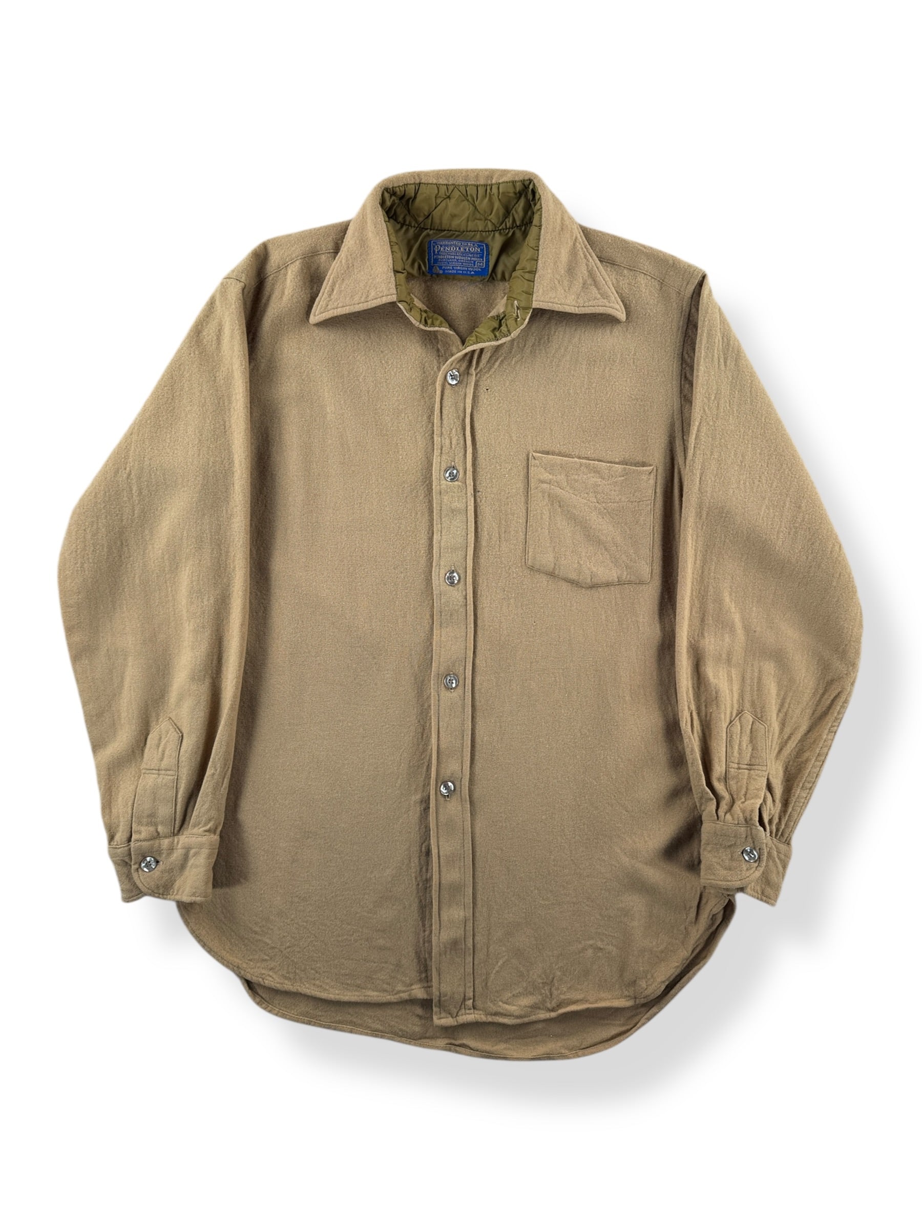 Front of Vintage Camel Pendleton Shirt SZ M (Fits S)