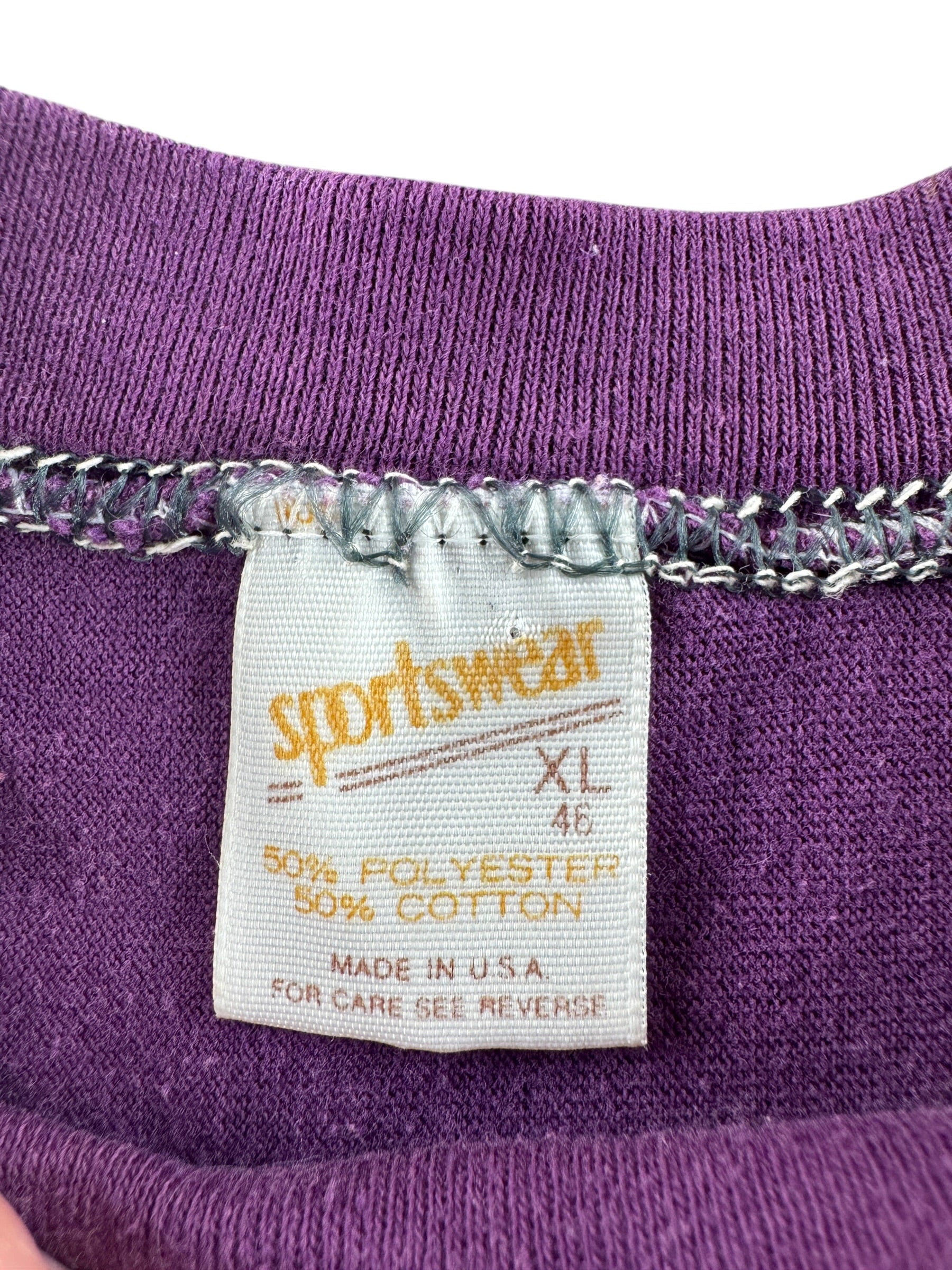 Tag on Vintage Purple and Gold Cotton/Poly Jersey SZ XL (Fits M)