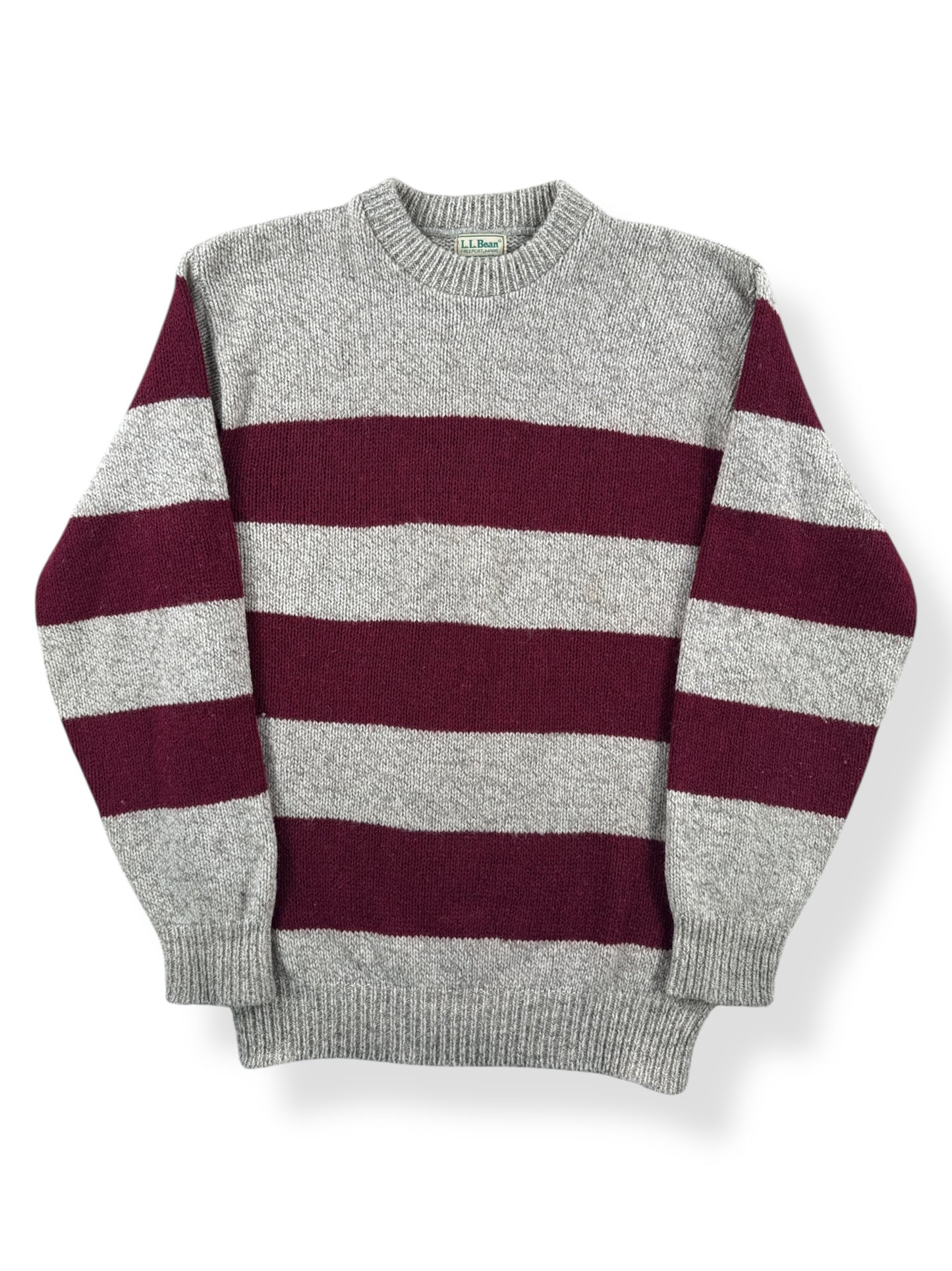 Front of Vintage LL Bean Red Striped Ragg Wool Sweater SZ XL