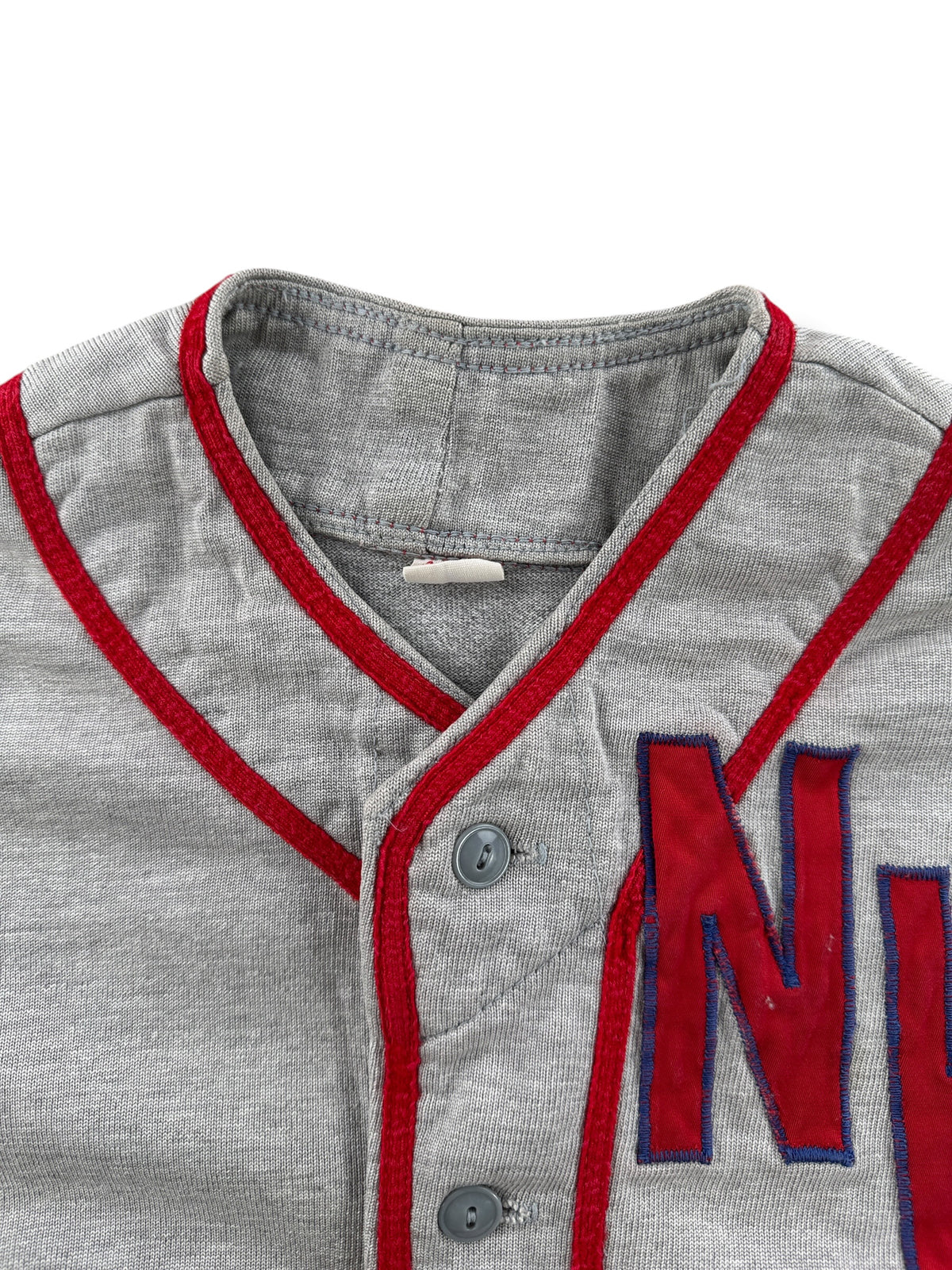 Collar on Vintage 50s NW Mustangs Baseball Jersey SZ S (Fits XXS)