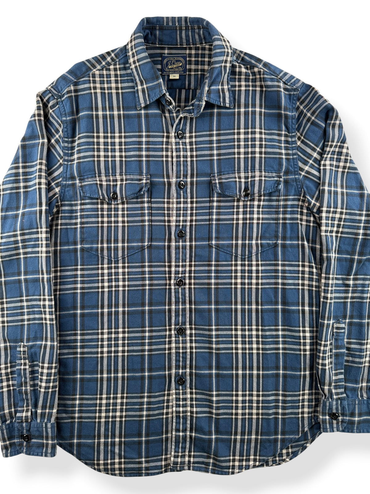 Close-up of J. Crew Blue Plaid Shirt SZ M