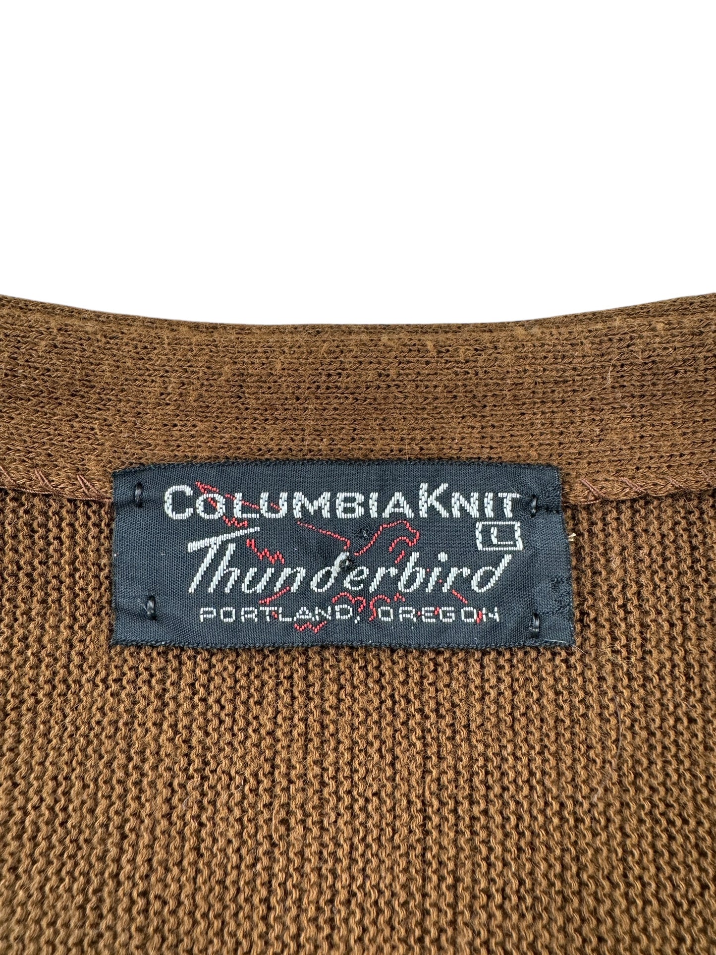 Tag on Vintage Columbia Knit Thunderbird Cardigan SZ L