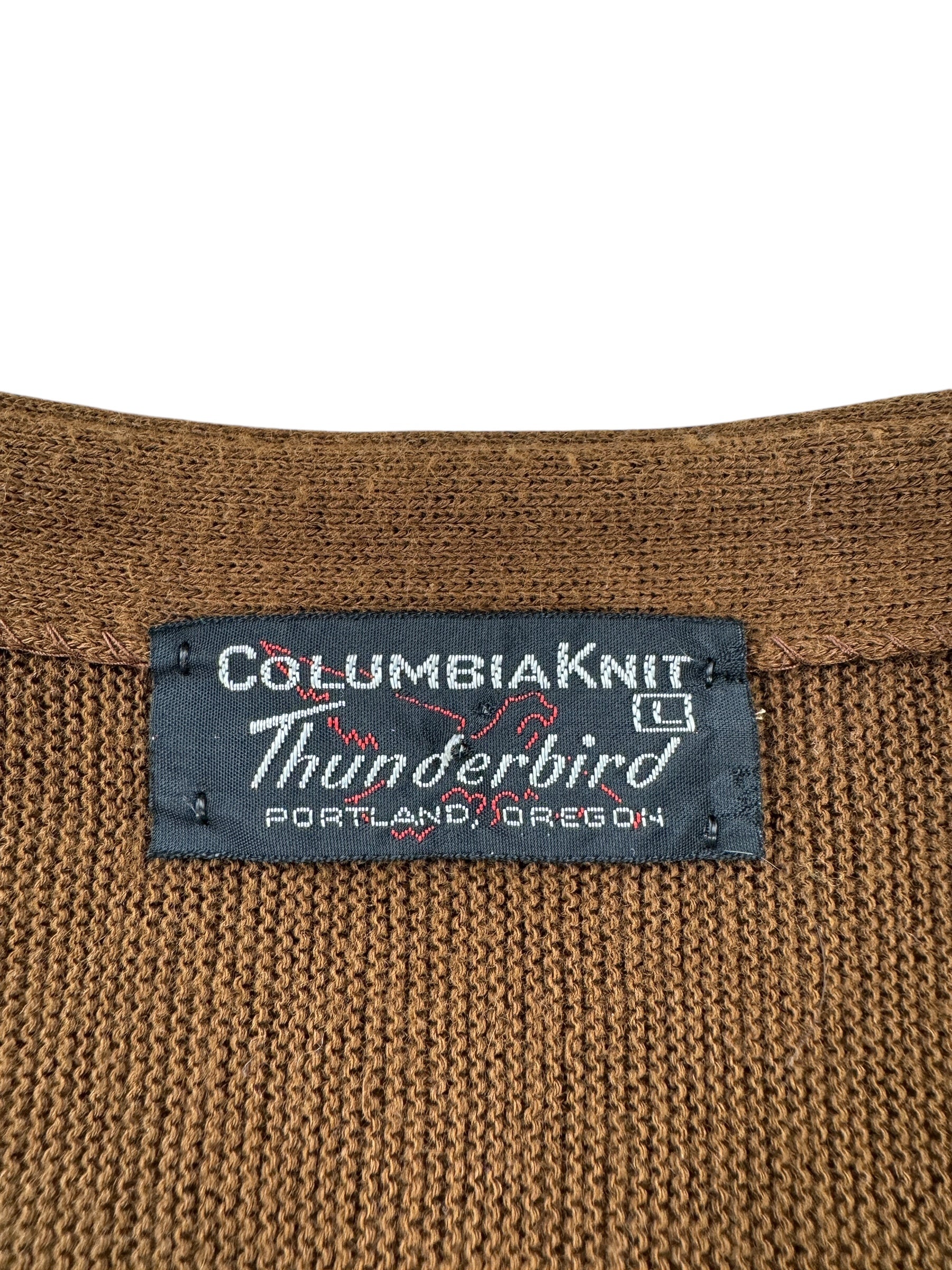 Tag on Vintage Columbia Knit Thunderbird Cardigan SZ L