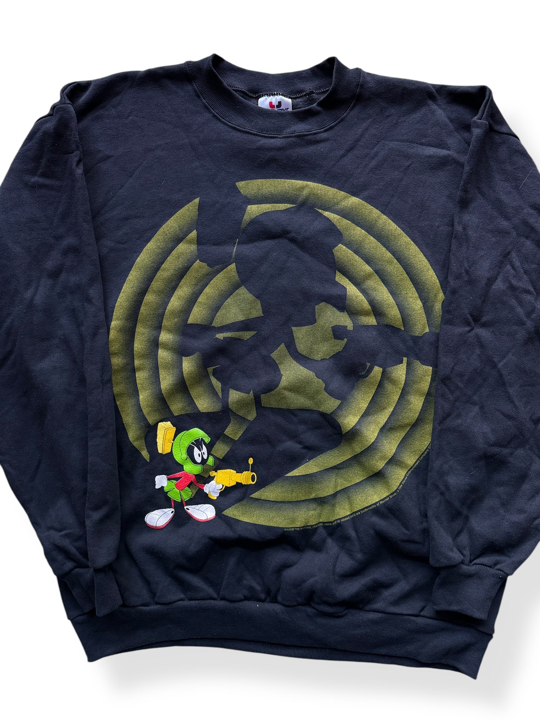 Front Close Up of Vintage Marvin the Martian Spotlight Crewneck SZ XL