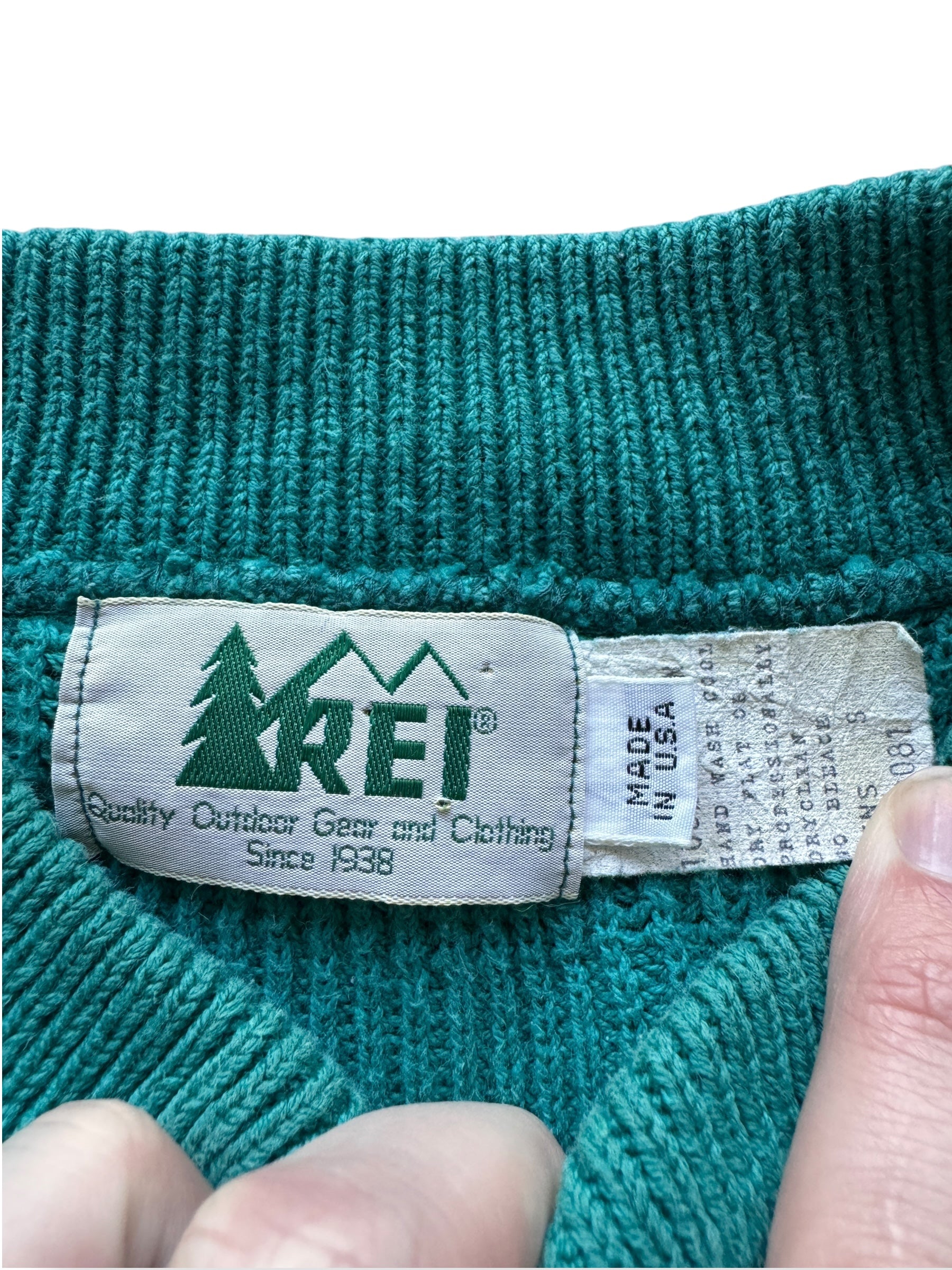 Label on Vintage REI Cotton Sweater SZ S