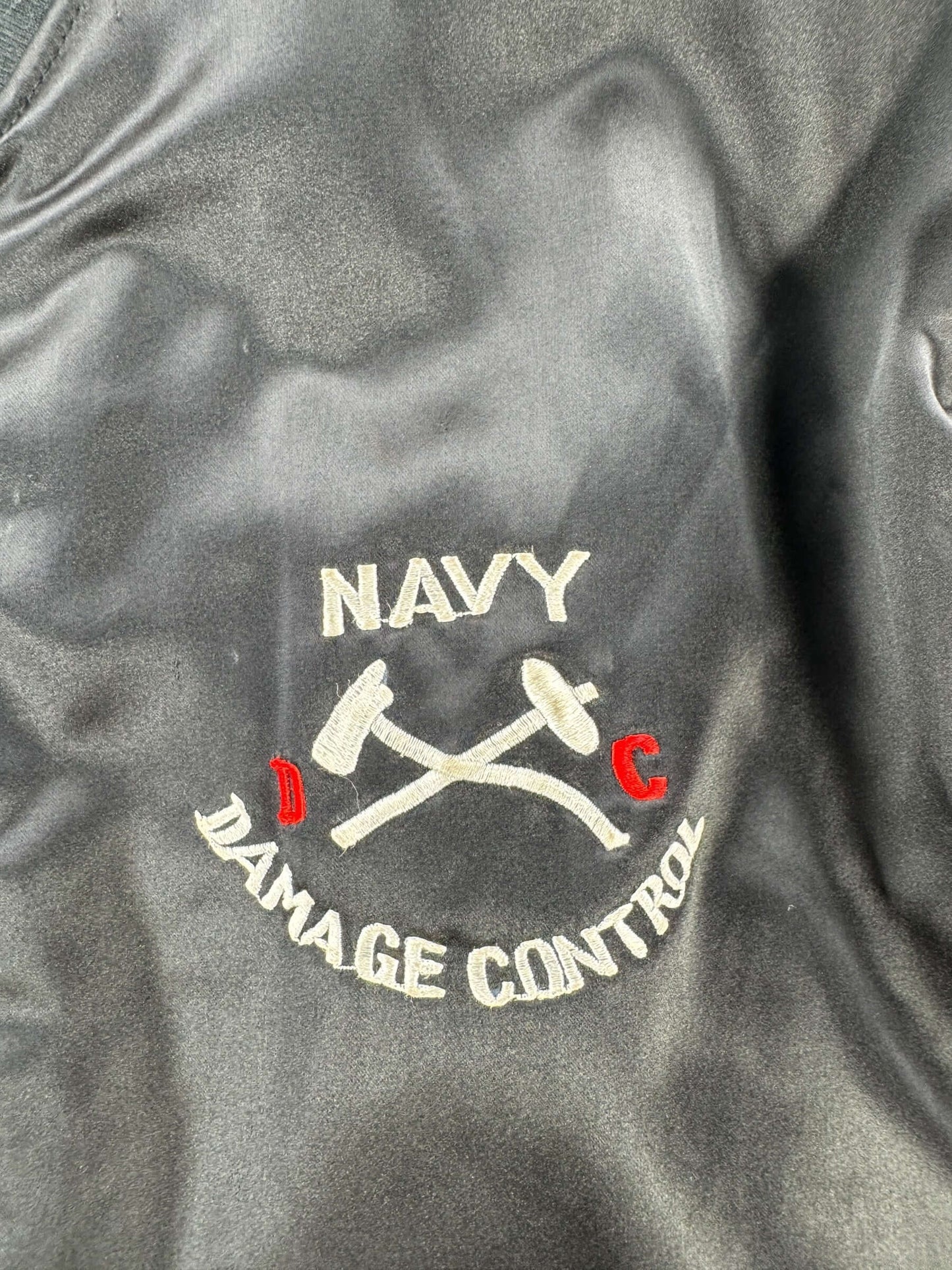 Chest Embroidery on Vintage US Navy Damage Control Bomber Jacket SZ L