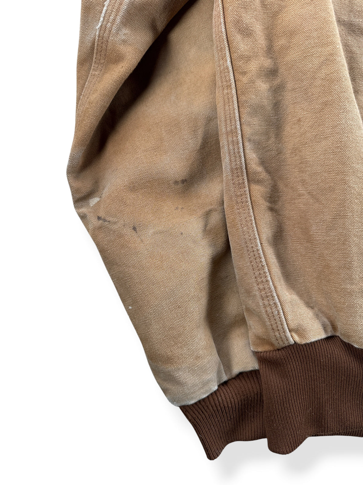Staining on back of sleeve of Carhartt Tan Hooded Jacket SZ L