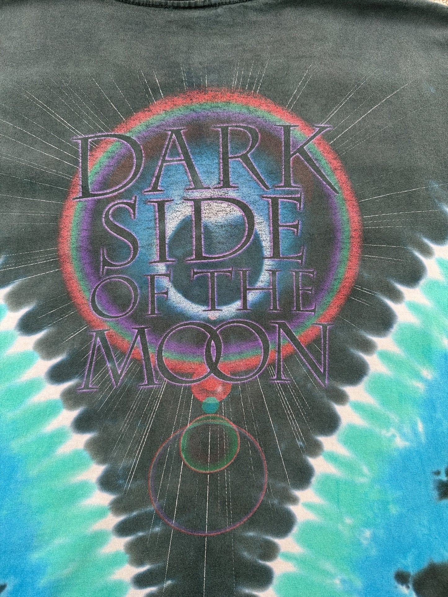 Back Graphic of Vintage Liquid Blue Pink Floyd Tie Dye Tee SZ M