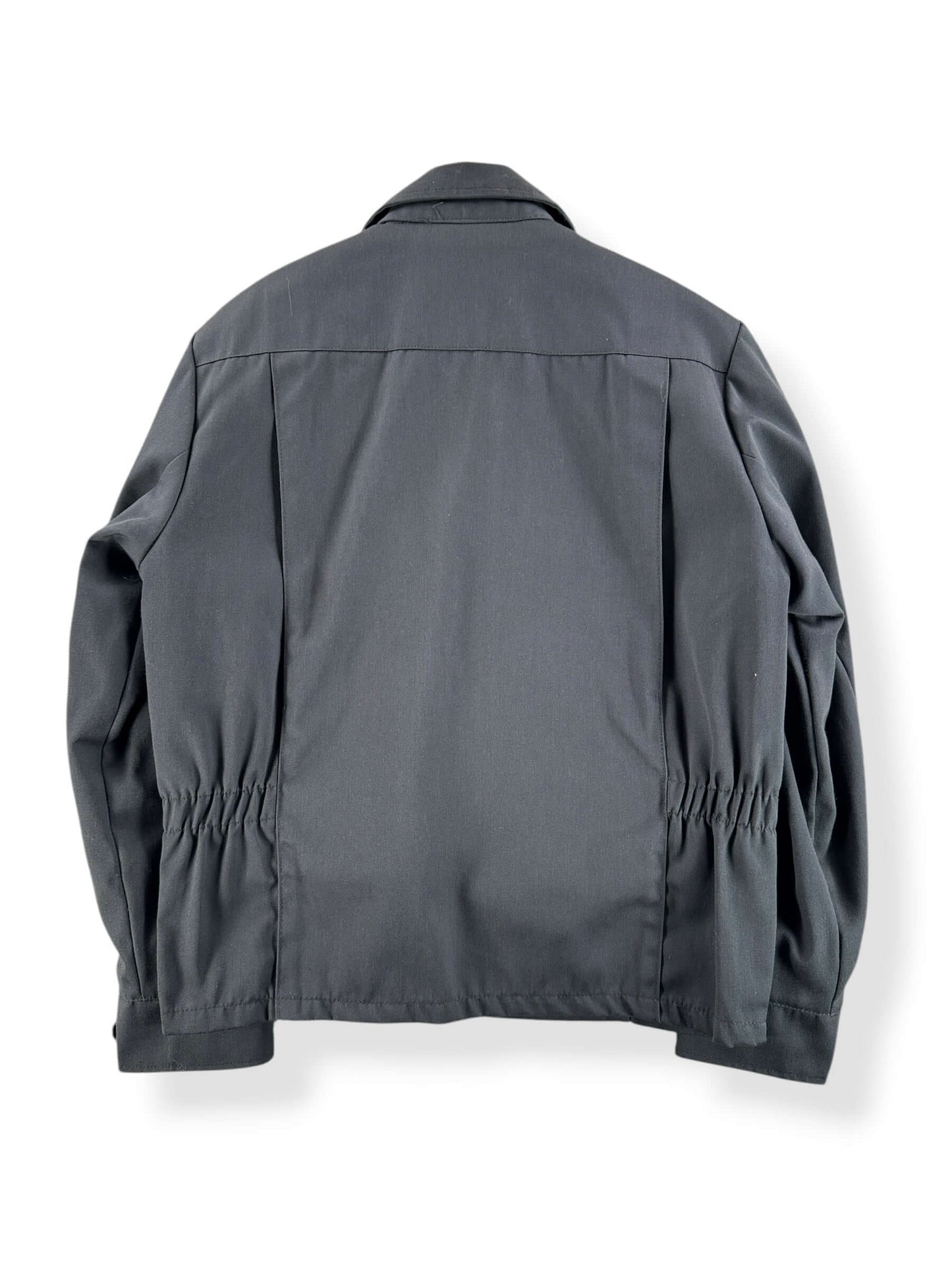 Back of Vintage 90s Grey Checkered Flag Patch Gas Station Jacket SZ M