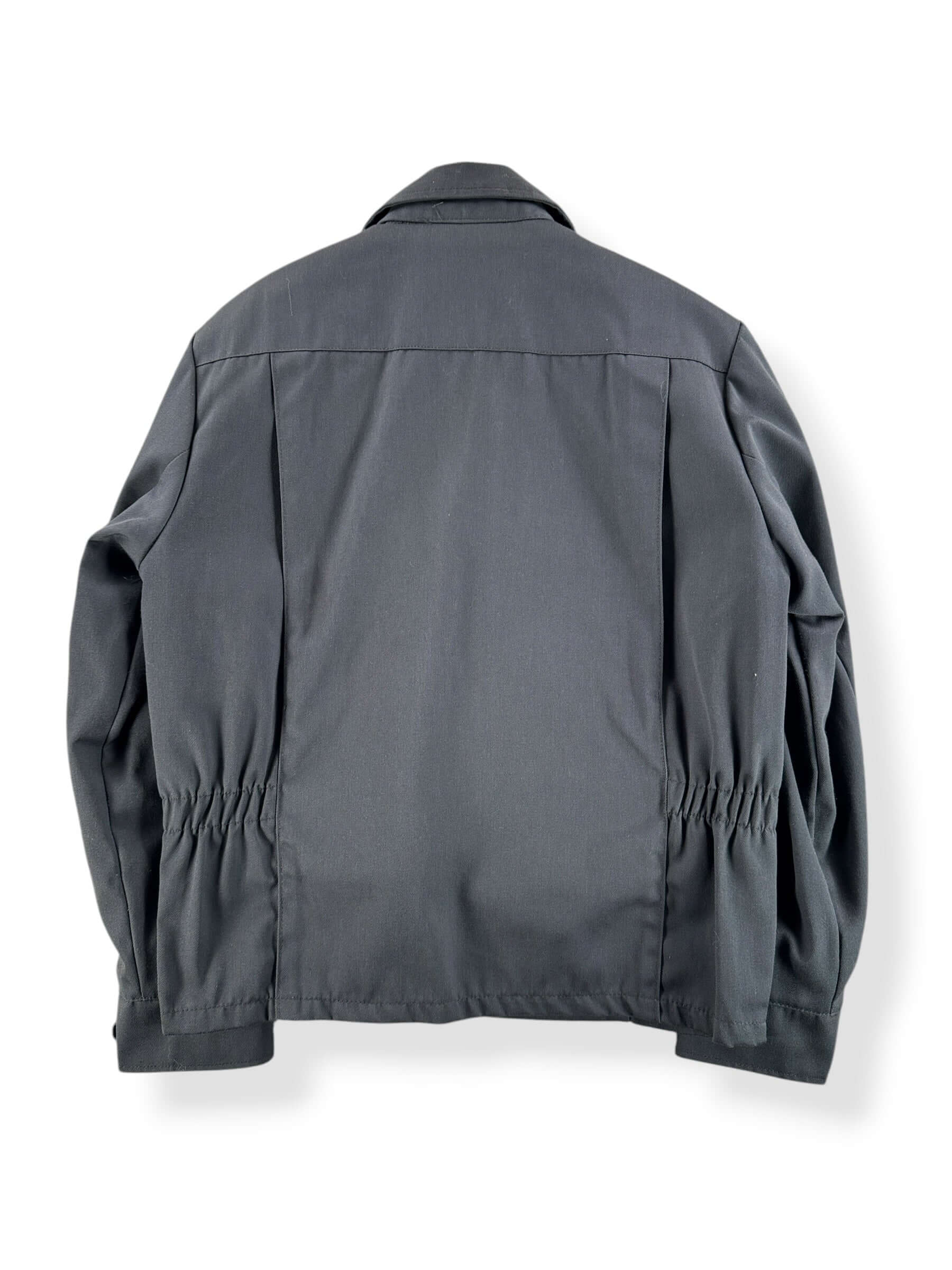 Back of Vintage 90s Grey Checkered Flag Patch Gas Station Jacket SZ M