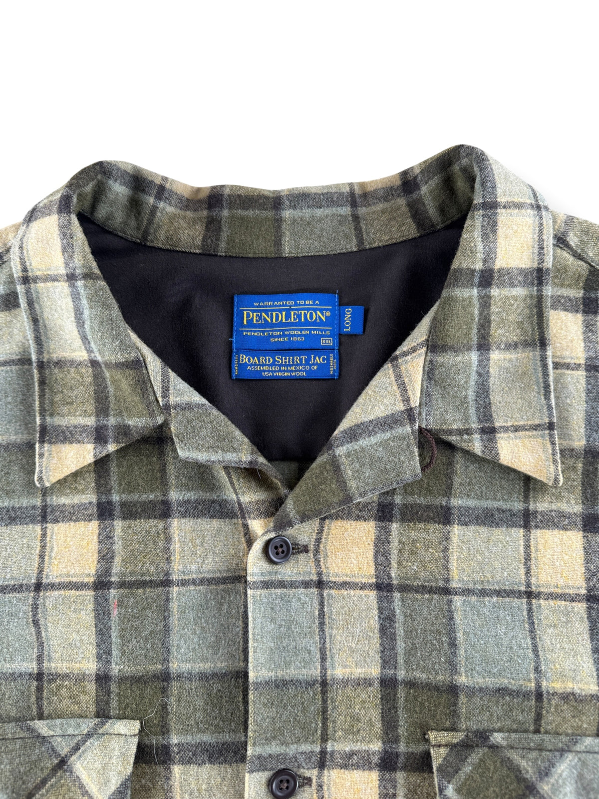 Collar on Pendleton Lodge Board Shirt Jac SZ XXL Long