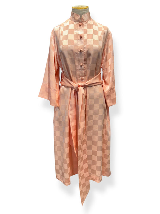 Front view of 80s Katherine Ogust Peachy Dress L
