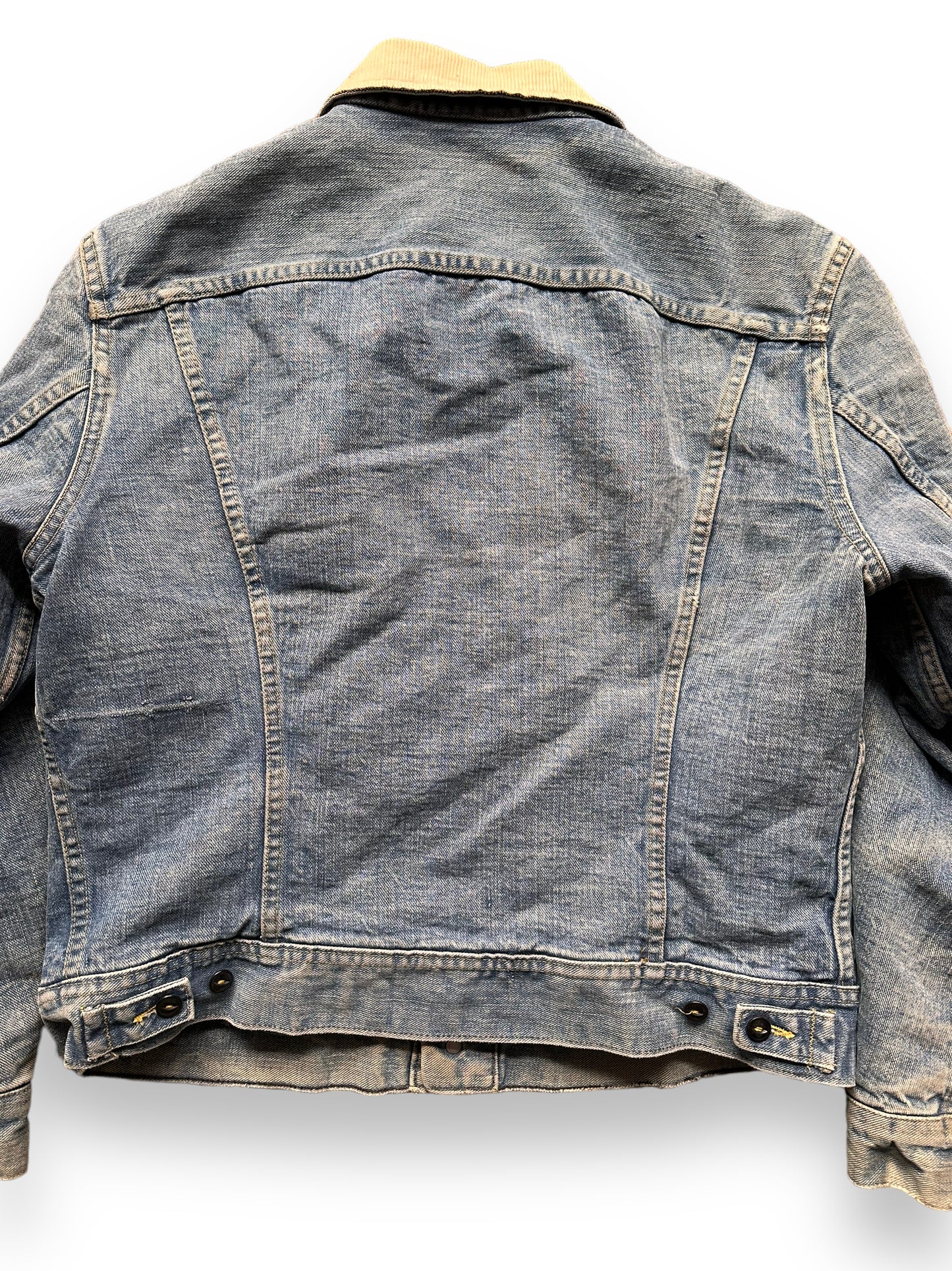 Rear Detail on Vintage Blanket Lined Lee Storm Rider Denim Jacket SZ L| Barn Owl Vintage | Seattle True Vintage Workwear