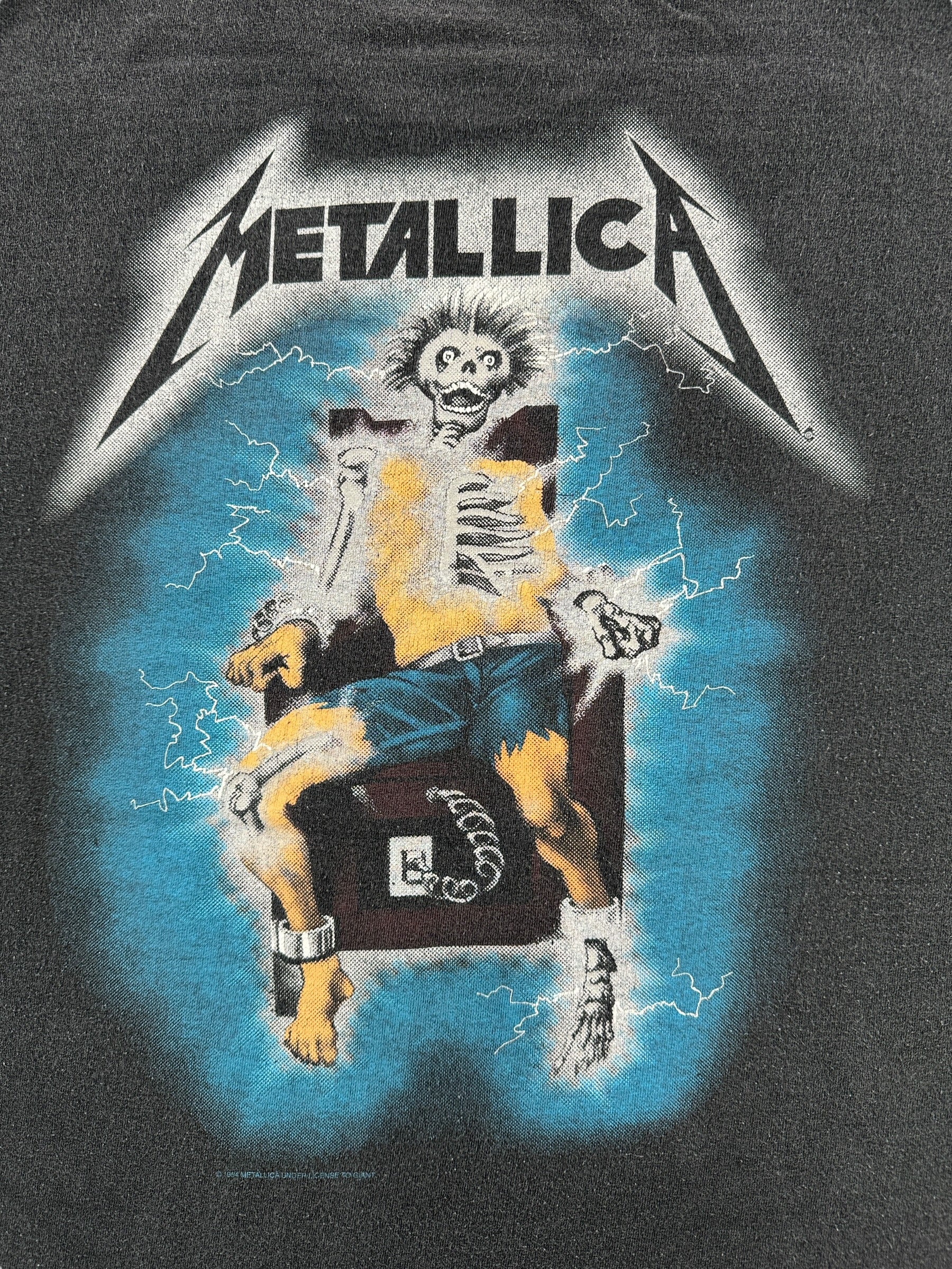 Back Graphic of Vintage 1994 Metallica Ride the Lightning Tee SZ XL