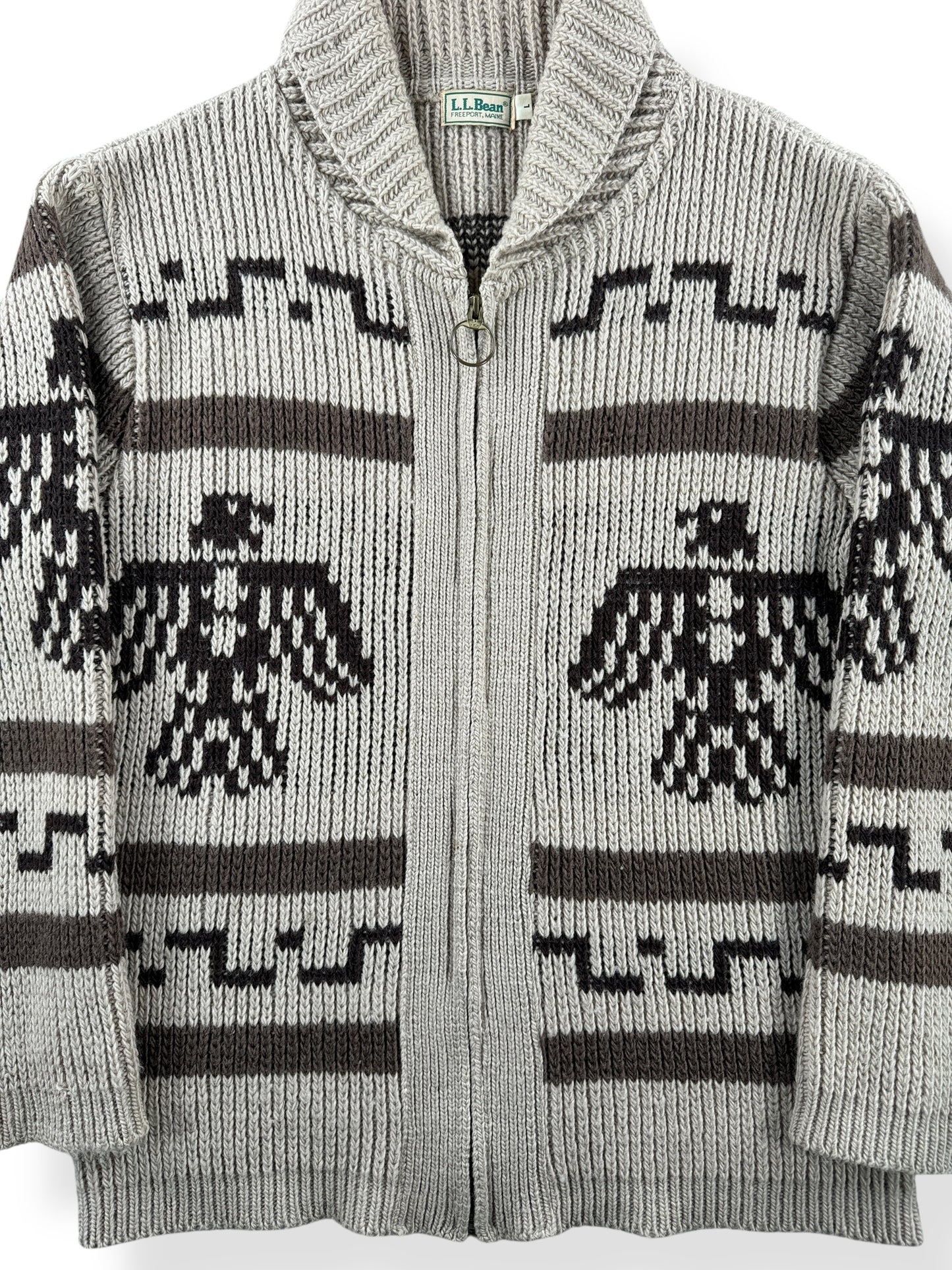 Front Close Up of Vintage L.L. Bean Thunderbird Westerly Style Sweater SZ M