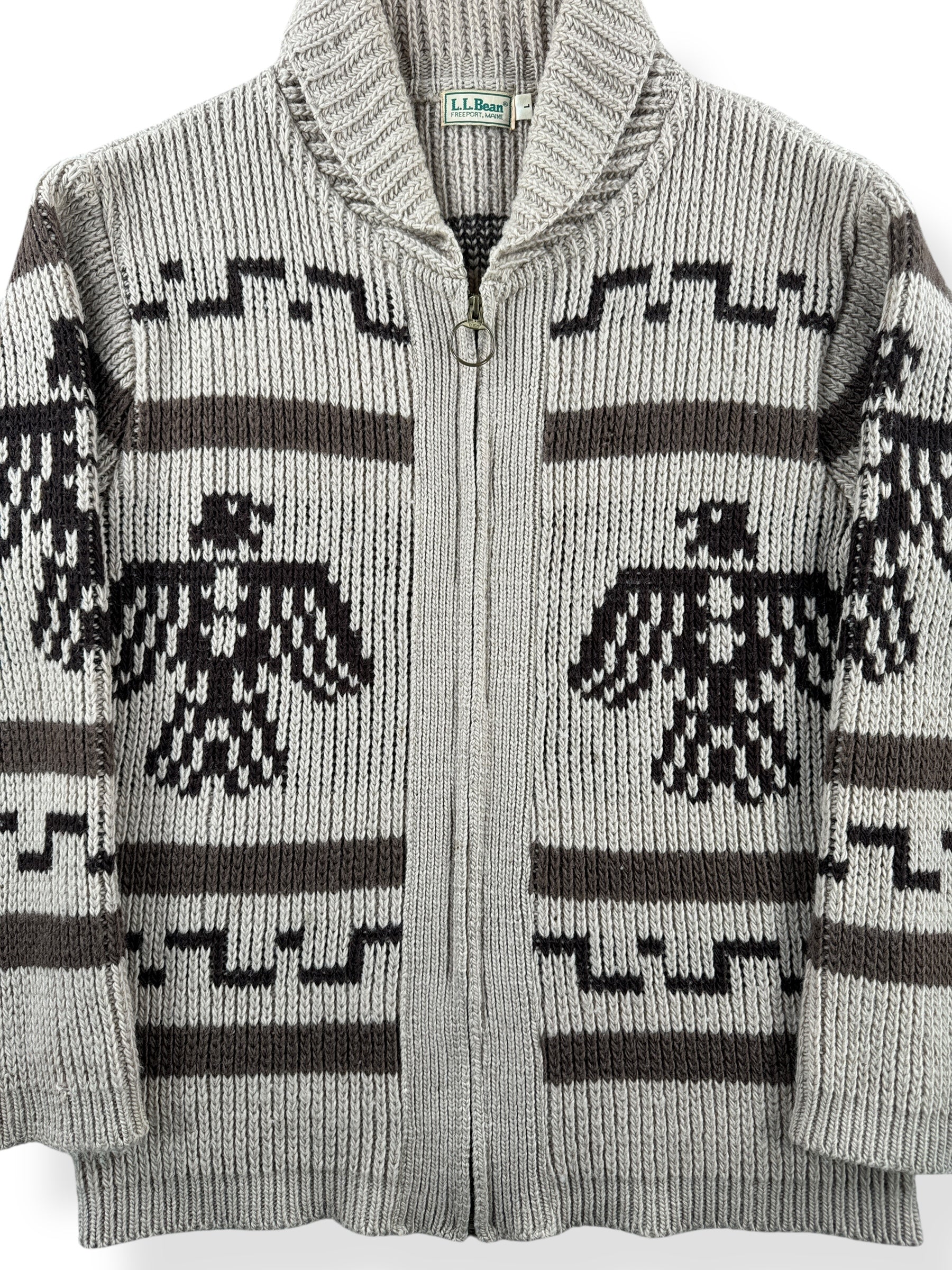 Front Close Up of Vintage L.L. Bean Thunderbird Westerly Style Sweater SZ M