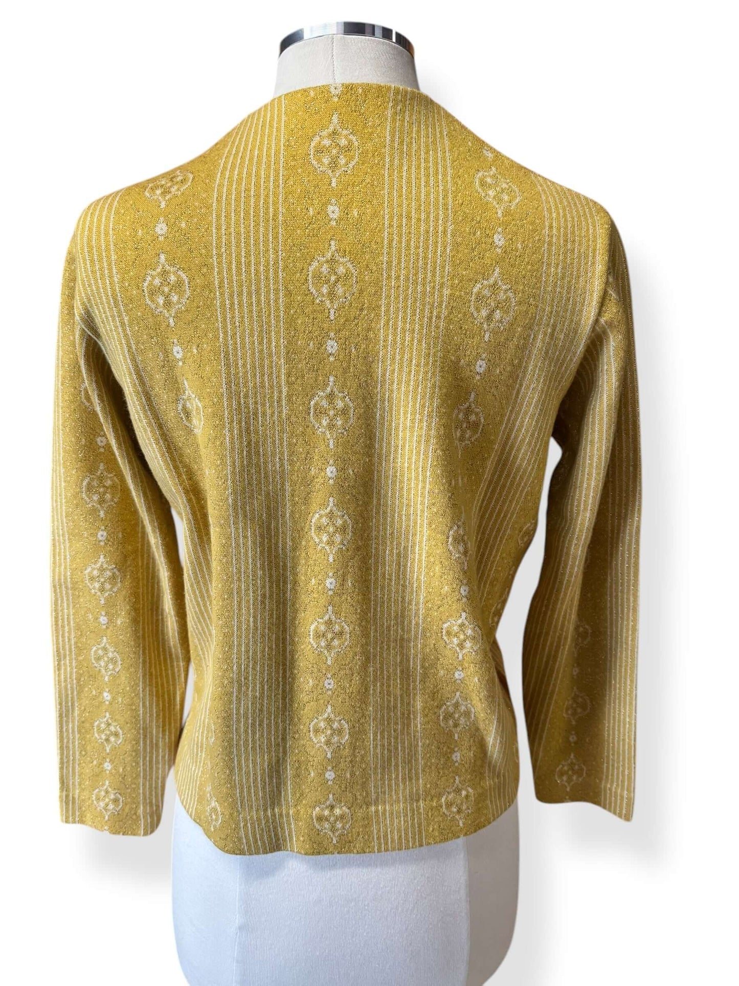 Back view of 1960s Gold Lurex Jantzen Cardigan L