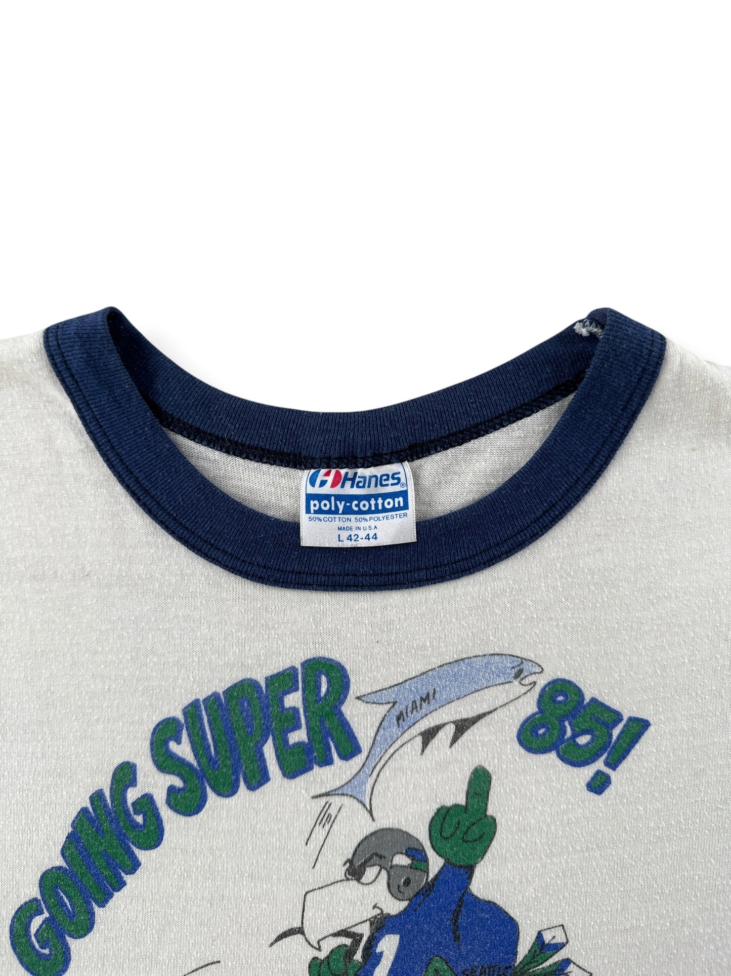 Collar on Vintage 1985 Seahawks Playoff Ringer Tee SZ L (Fits M)