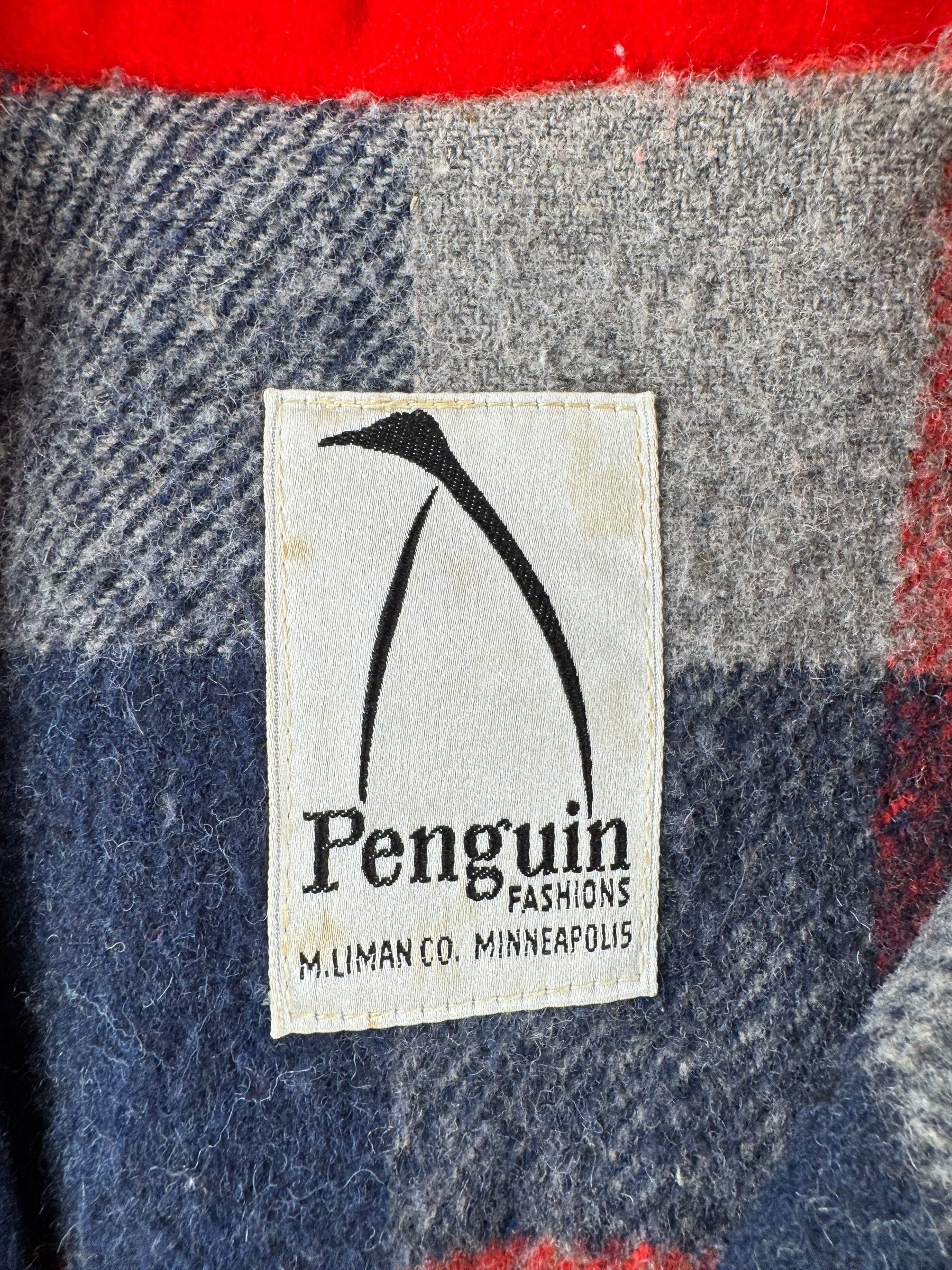 Tag Vintage 80s Red Penguin Wool Coat SZ 10