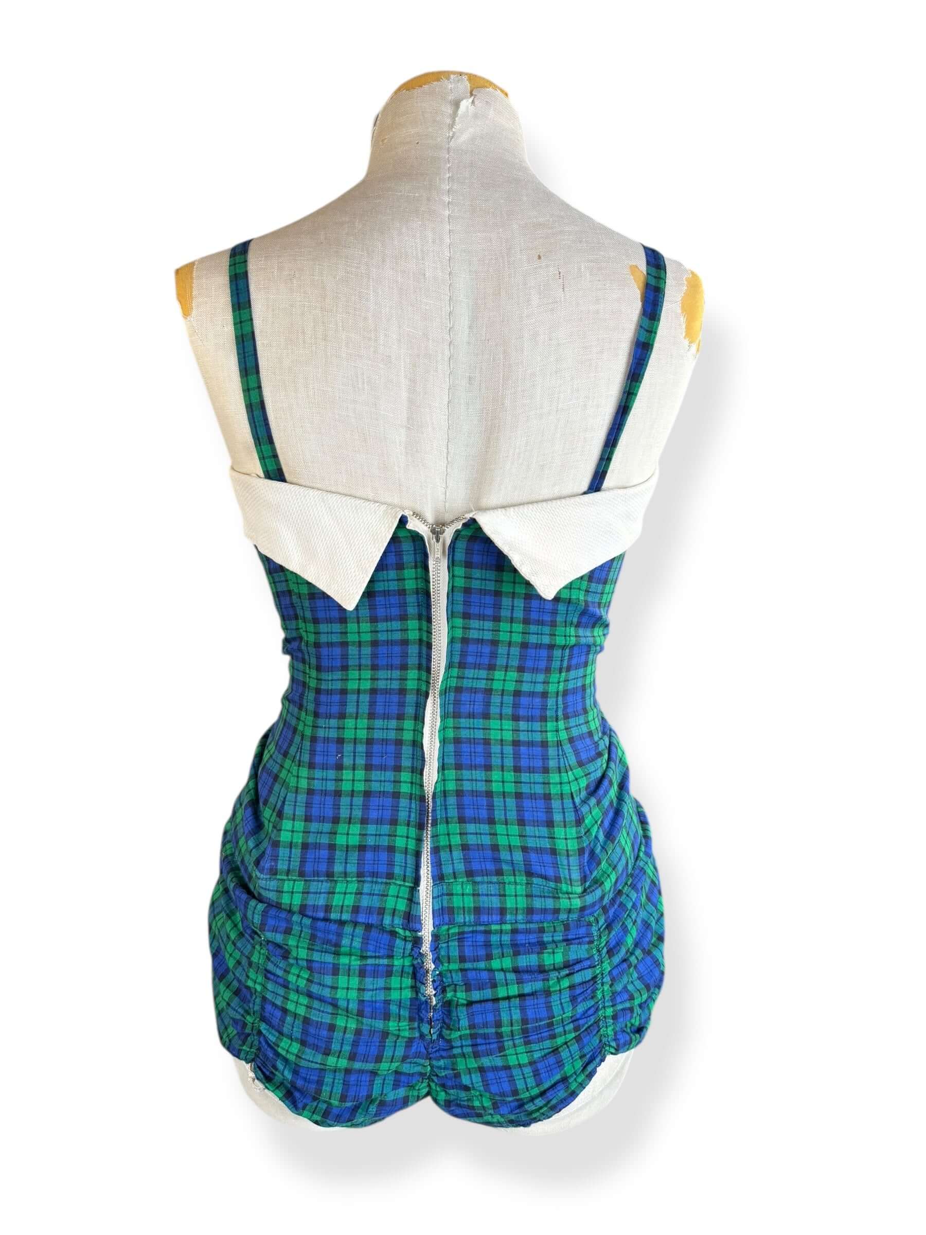 Back view of 1950s Plaid Cotton Bathing Suit S