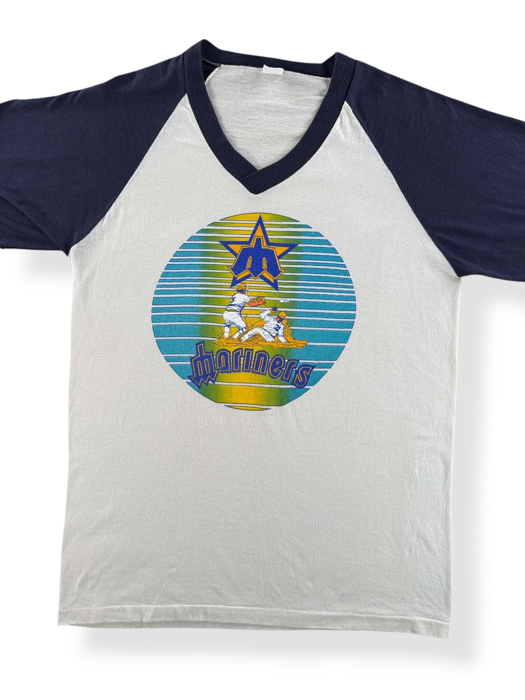 Front Close Up of Vintage 70s/80s Mariners Jersey Tee SZ XL (Fits M)