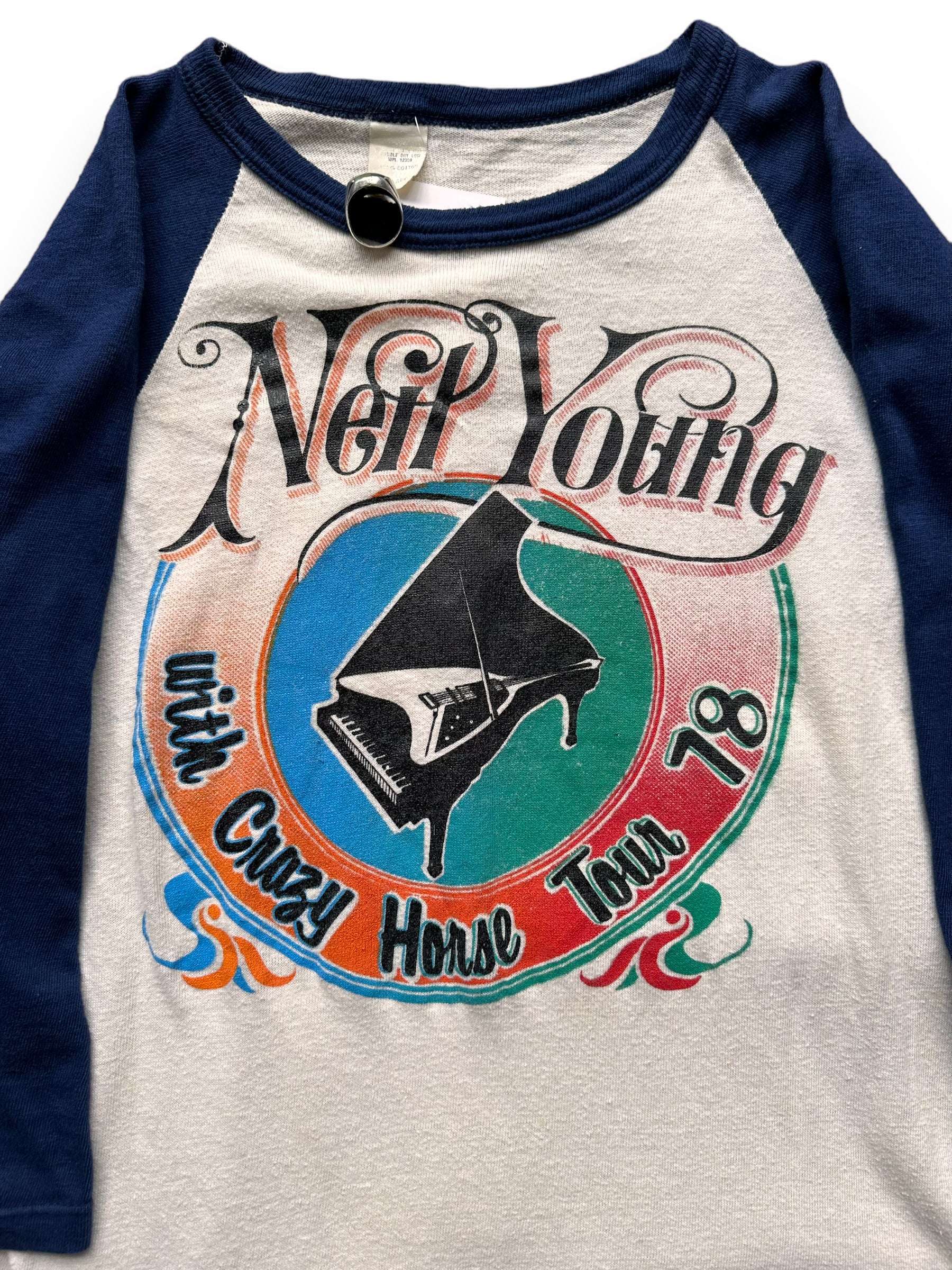 Front Graphic Detail on Vintage Neil Young & Crazy Horse 1978 Tour Tee SZ XL |  Barn Owl Vintage Clothing | Vintage Neil Young Tees Seattle