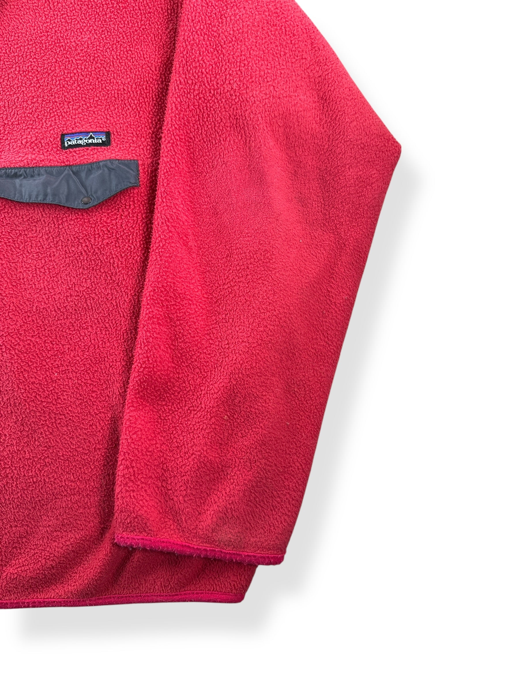 Wear on Sleeve of Vintage Red MIUSA Patagonia Synchilla SZ XL
